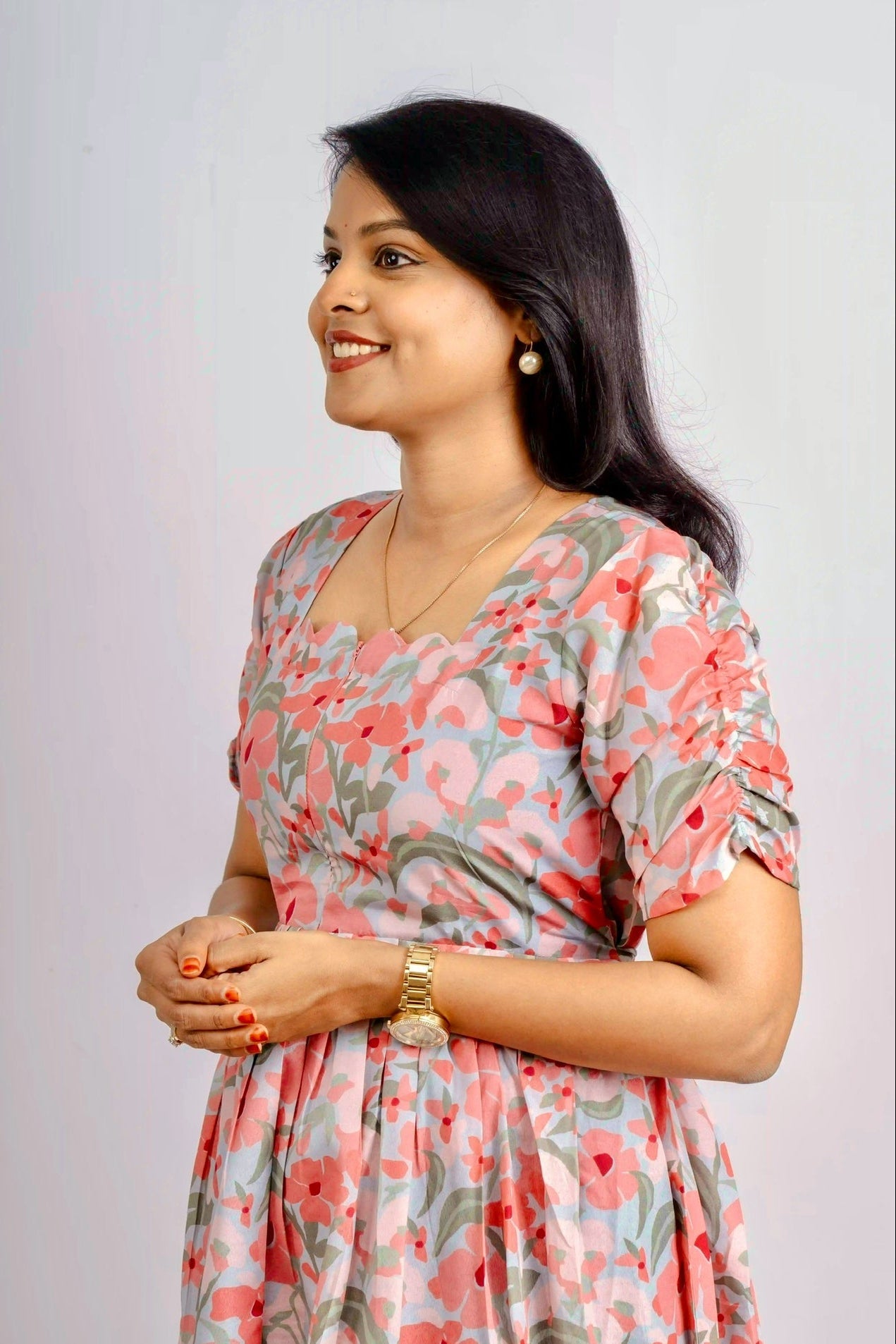 Pastel garden Casual Dress With Lining