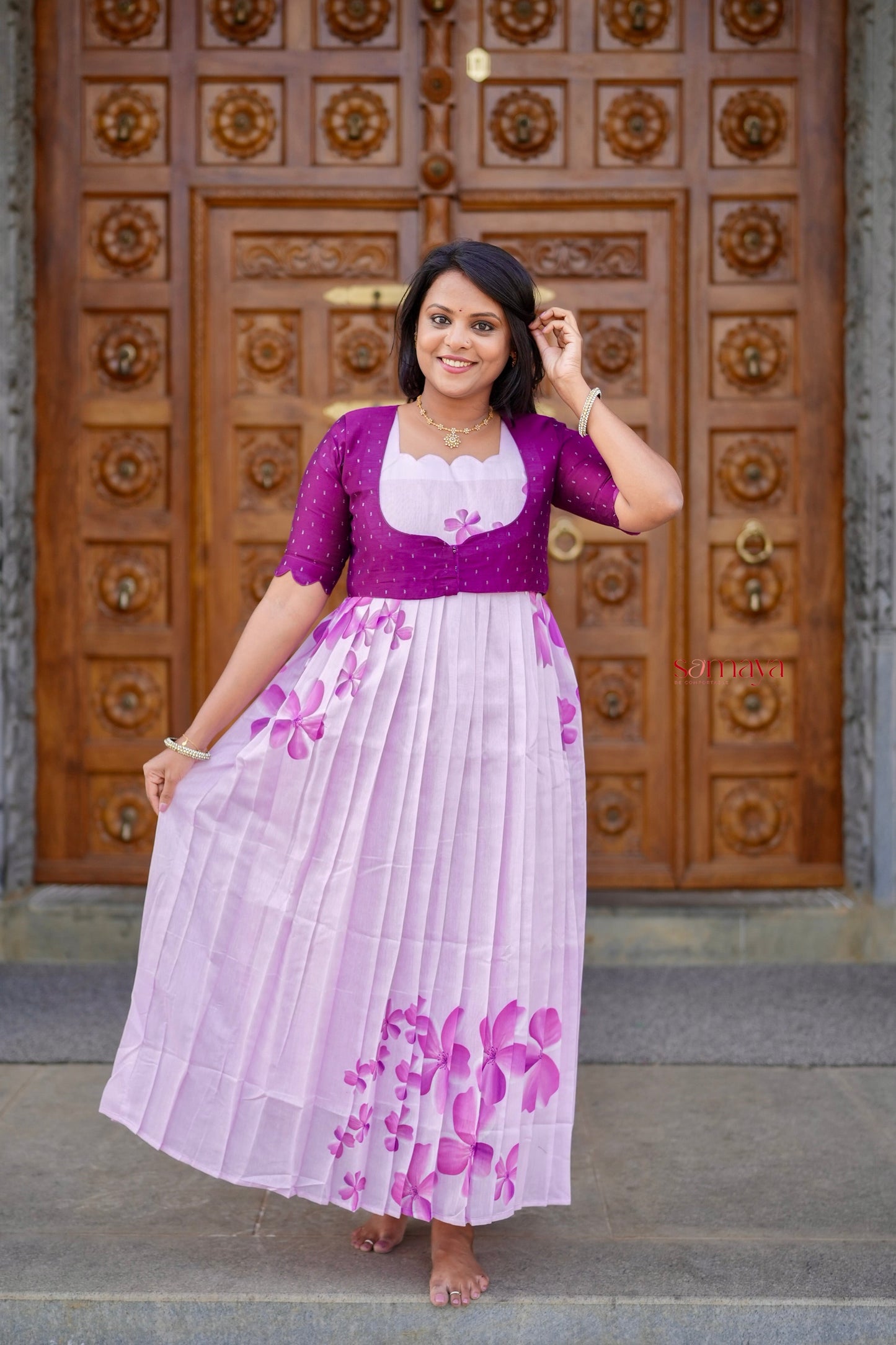 Aura Chanderi Dress With Lining ( over coat detachable) ( pre order )