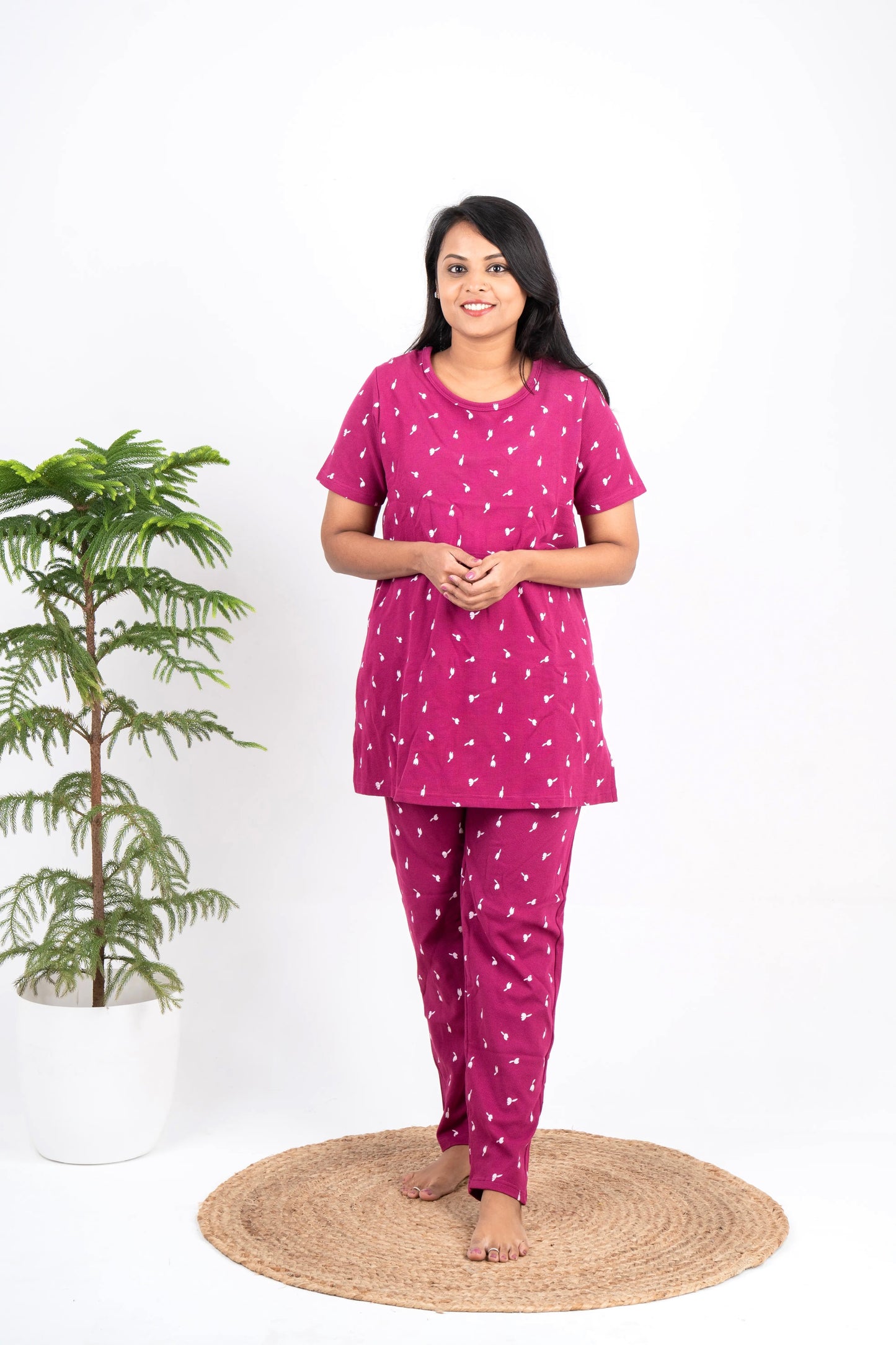 Maternity T-shirt Magenta  ( Waffle )