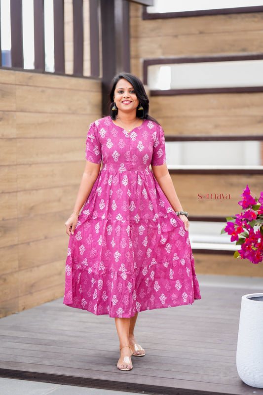 Mauve day to night dress without lining