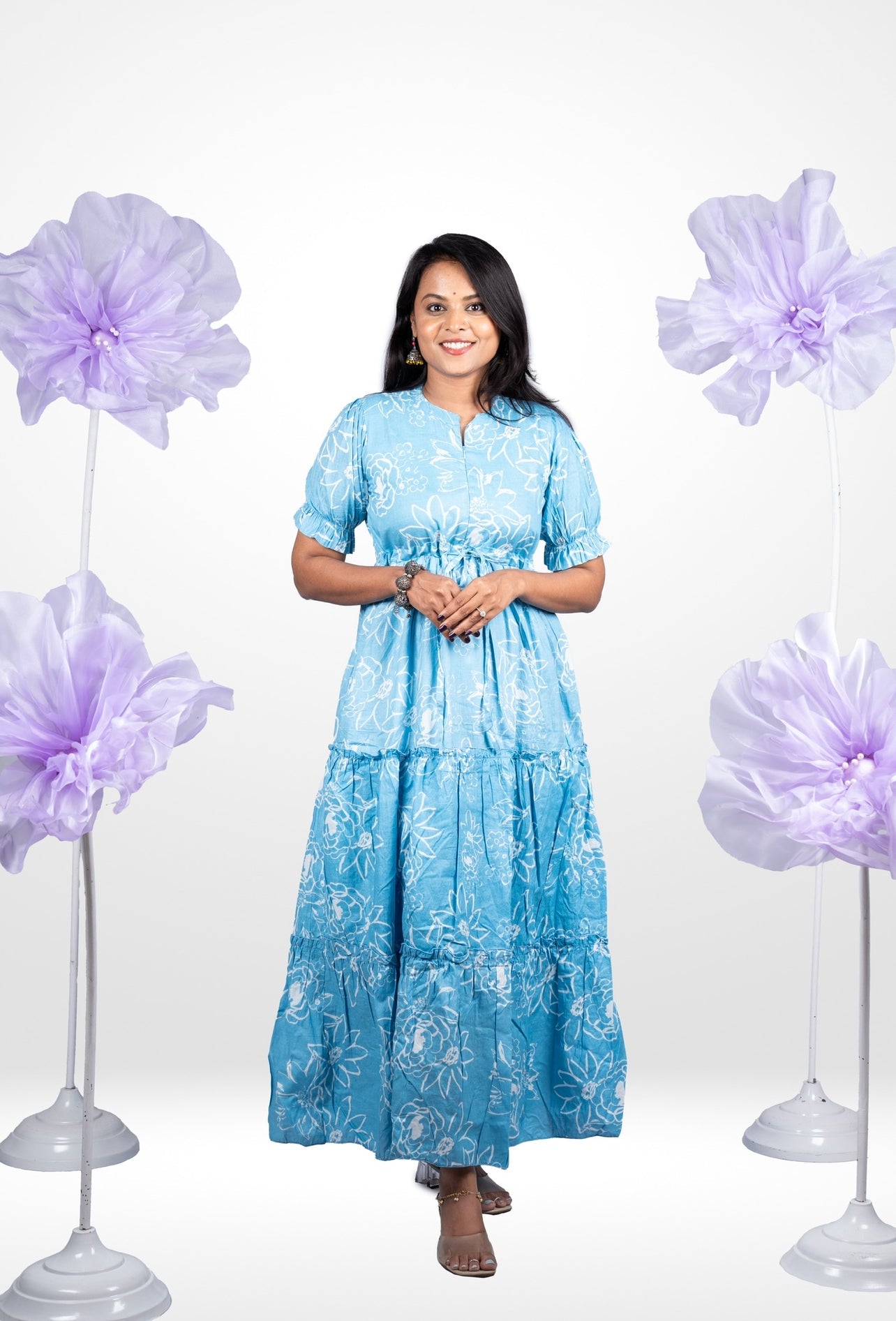 Vaanam casual Maxi Dress With Lining Non-Maternity & Feeding-Friendly Dressing