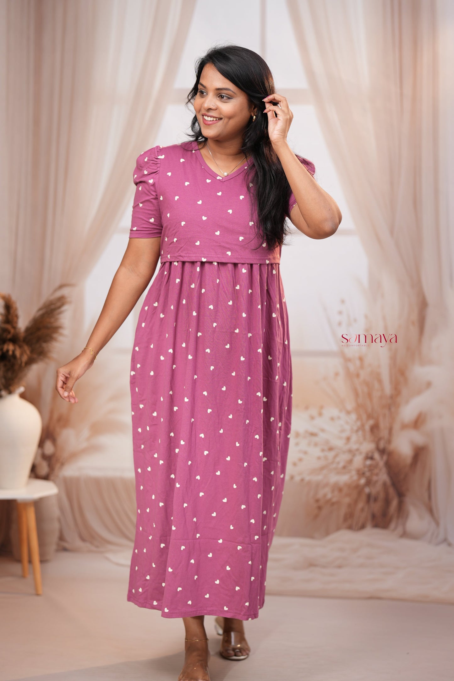 Maxi Dusty Heart Light Weight Dress