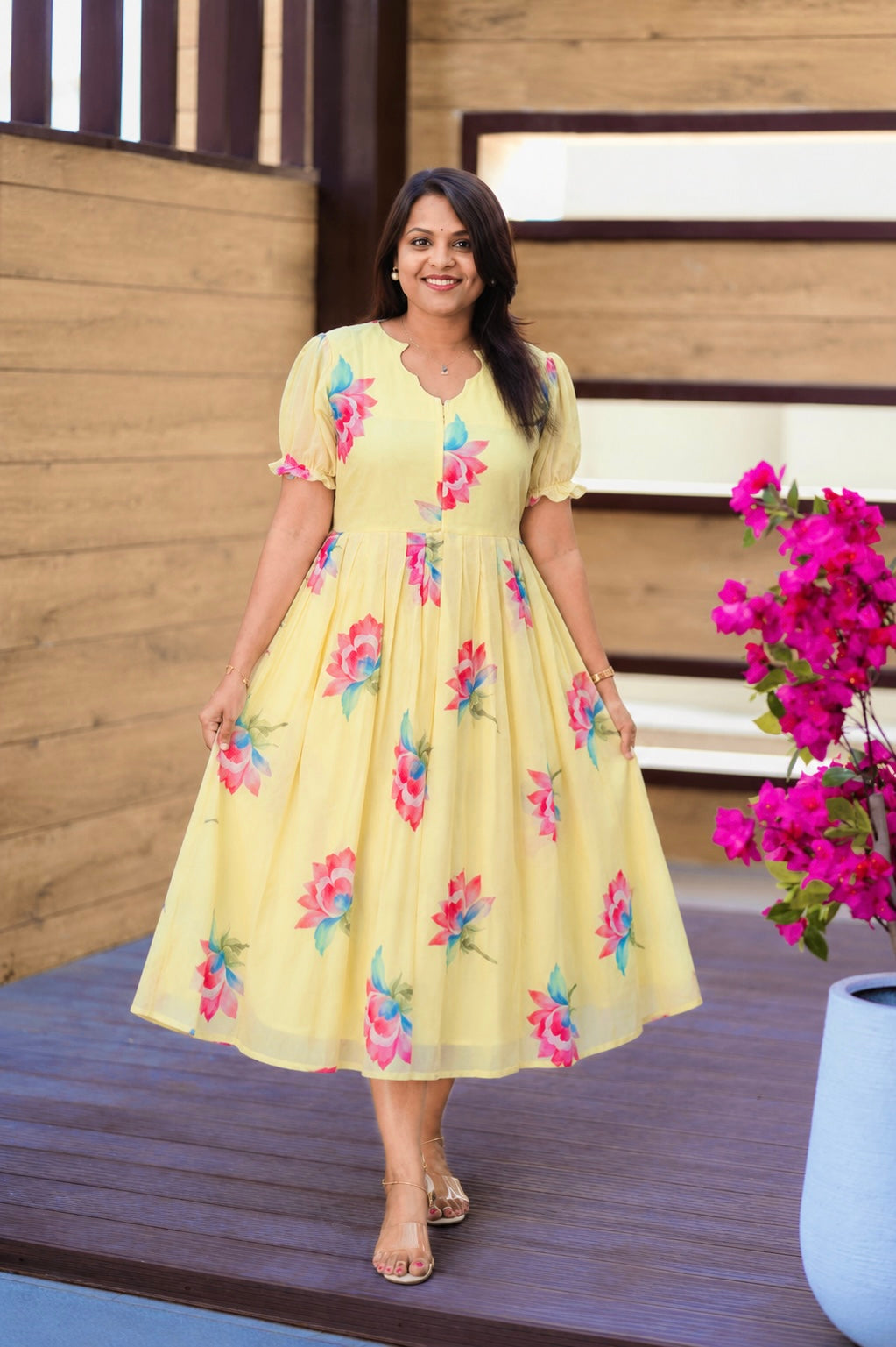 Renu georgette casual  Dress With Lining ( No-Iron Everyday Dress)