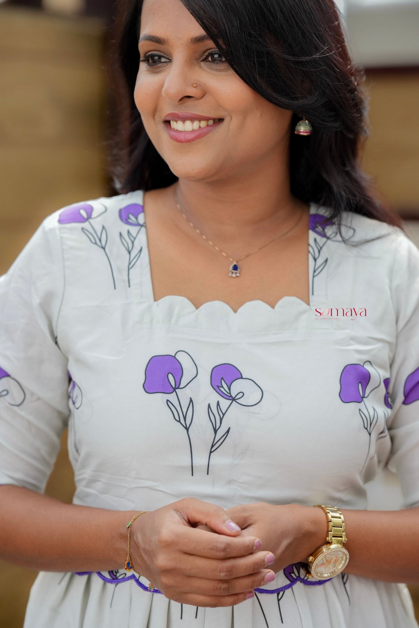Nivi Casual Dress With Lining( Wrinkle-Free Cotton Blend Dress)