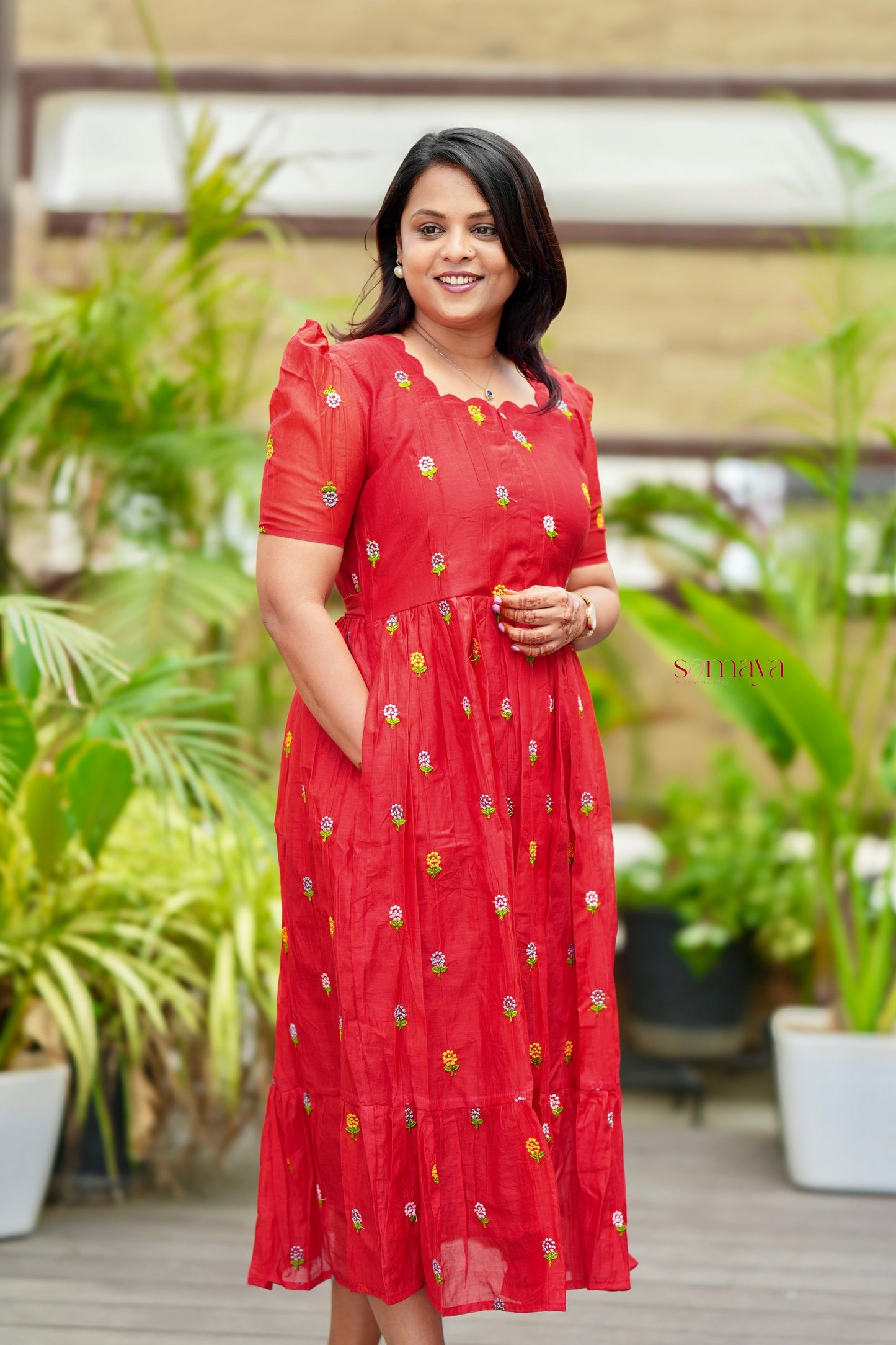 Anne chanderi Casual Dress With Lining