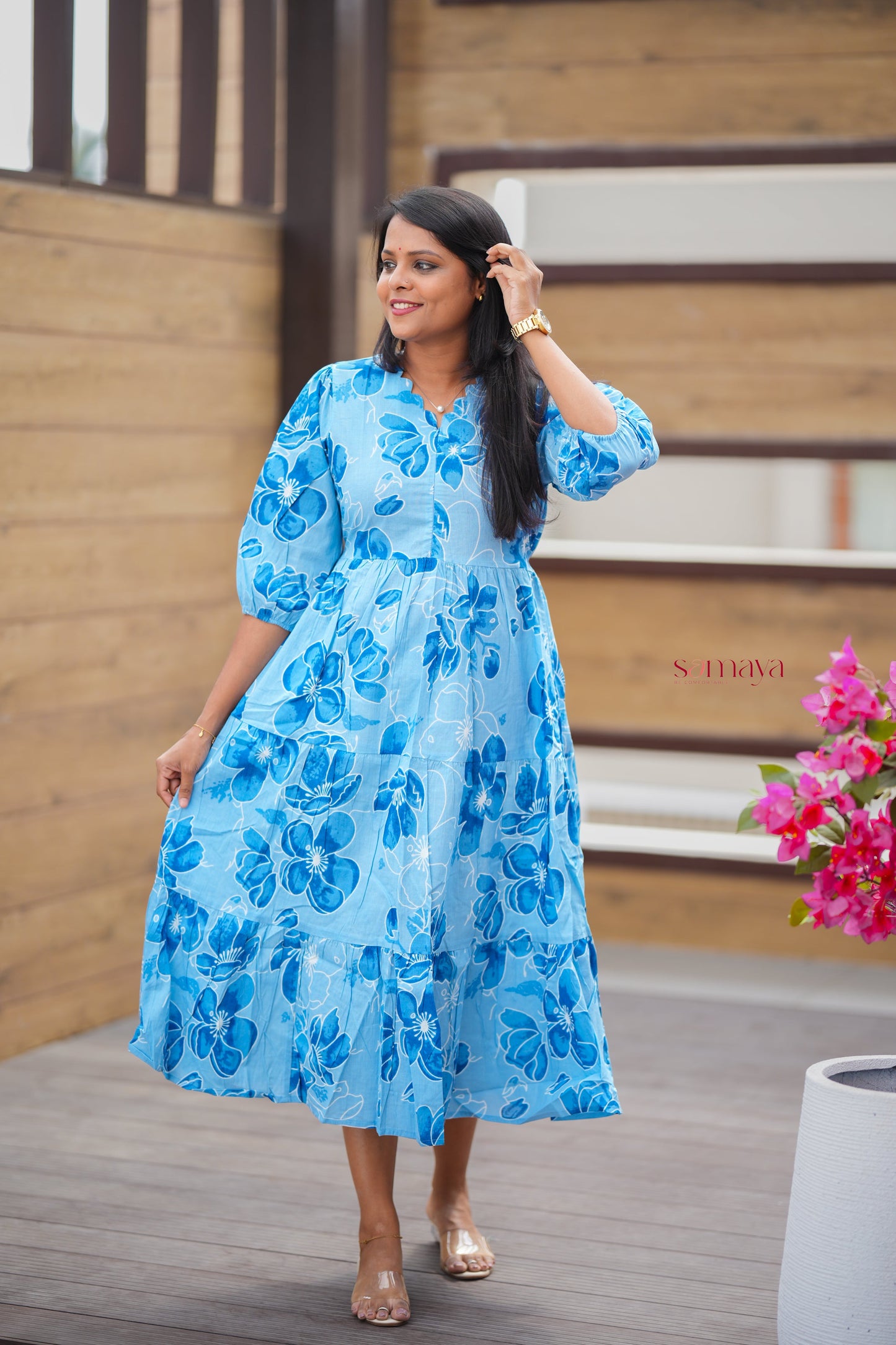 Blue day to night dress without lining