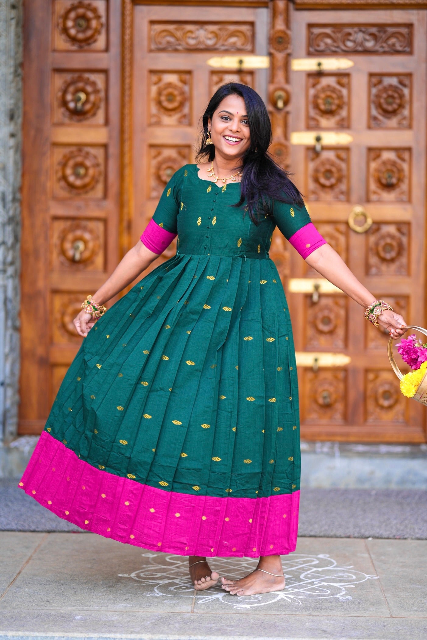 Madurai Meenakshi  maxi Dress With Lining( ready to dispatch)