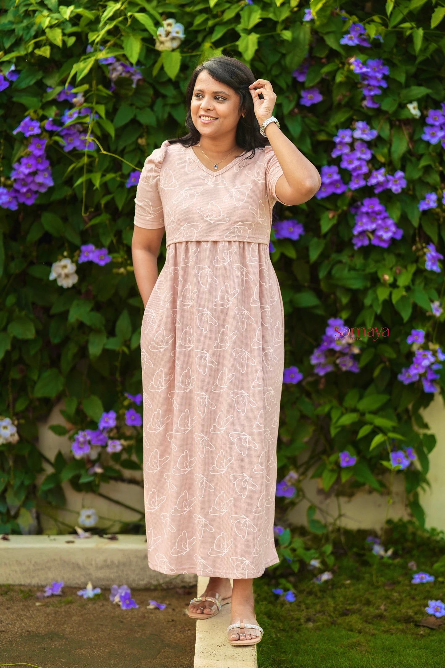 Maxi butterfly waffle Dress