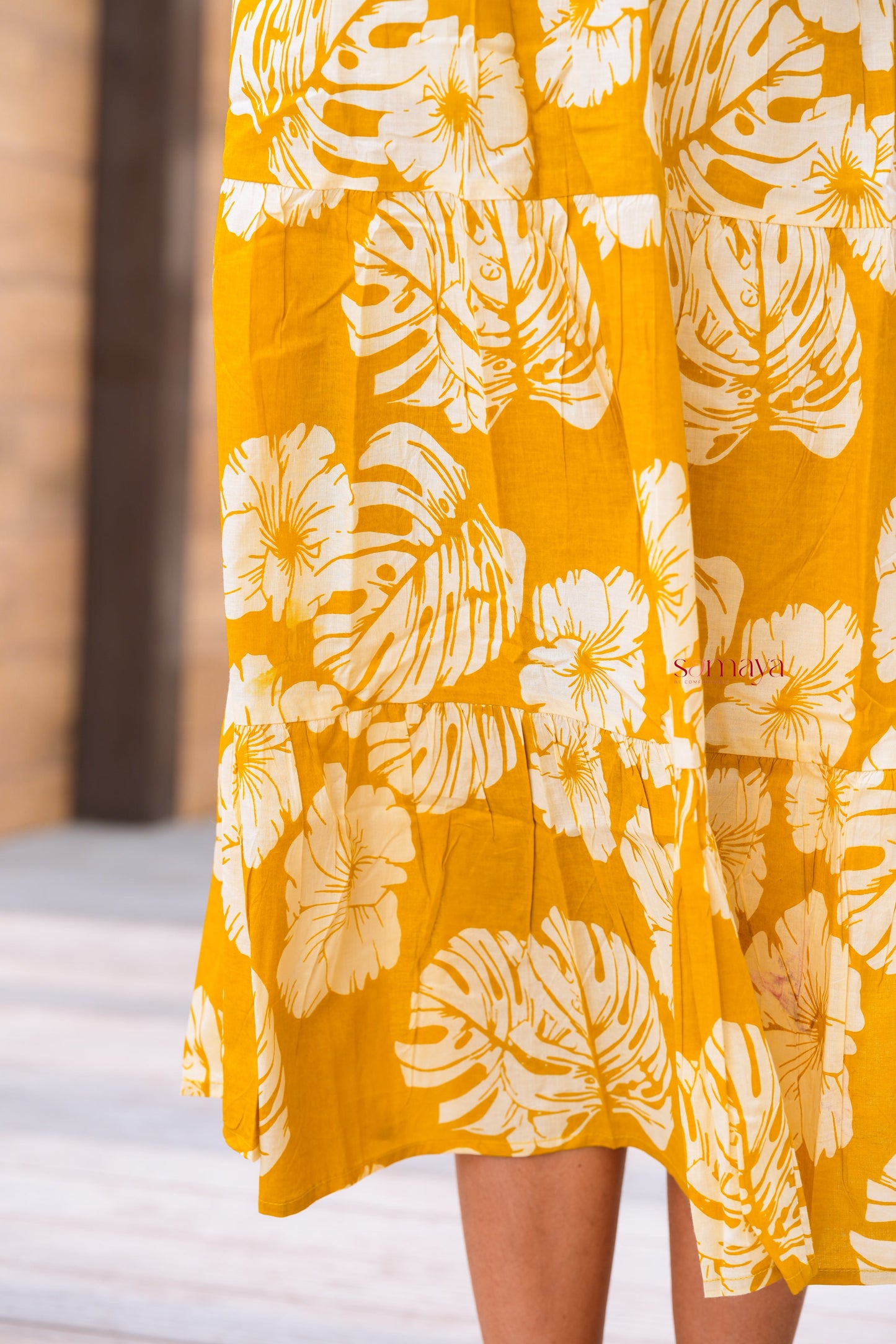 Mustard day to night dress without lining