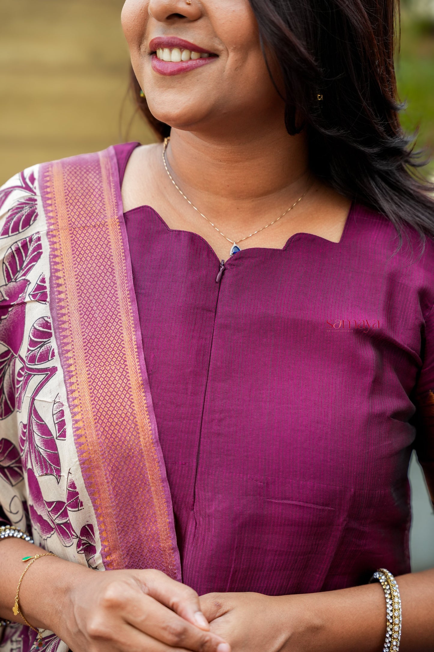Bhavithra Narayanapet silk top with kalamkari hand painted duppatta set of 2 ( ready to dispatch)