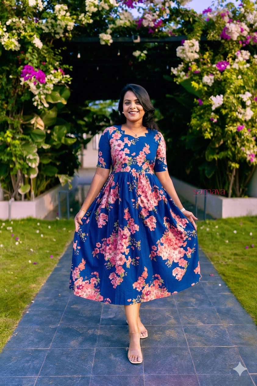 Bougainvillea - blue Casual Dress With Lining