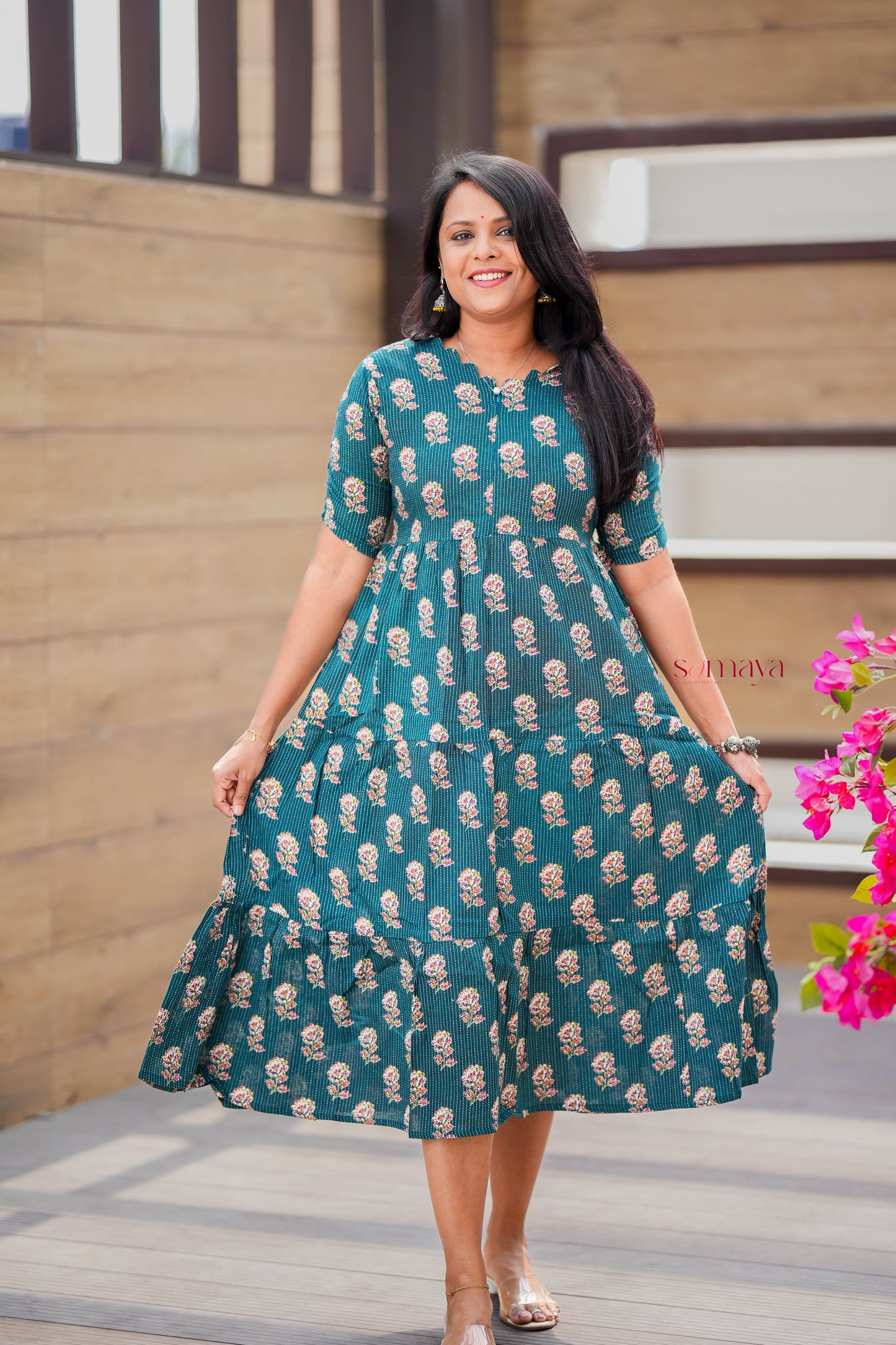 Dark Green day to night dress without lining