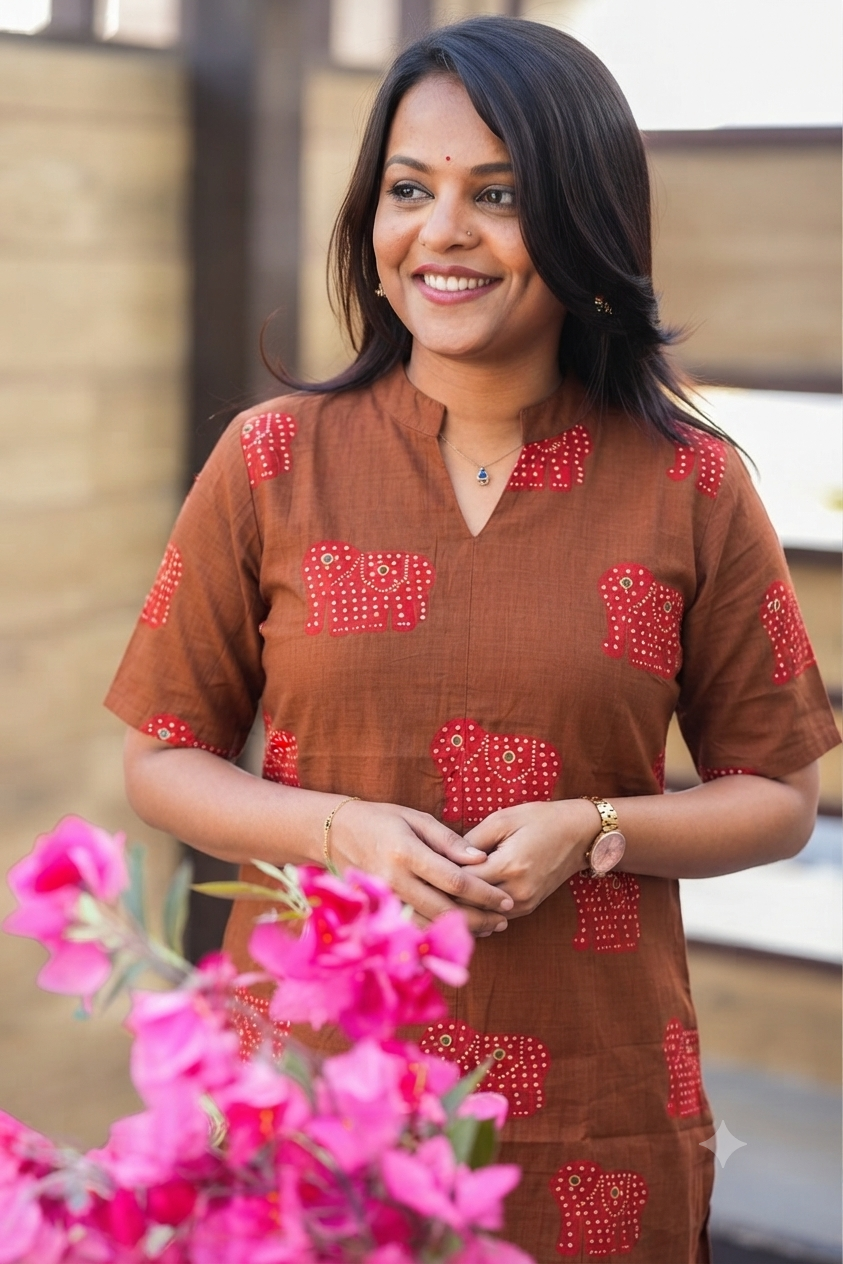Theera-Rust elephant day to night  Co-ord Set