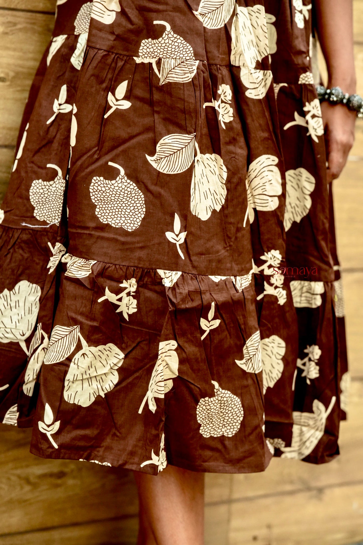 Chocolate casual Dress With Lining