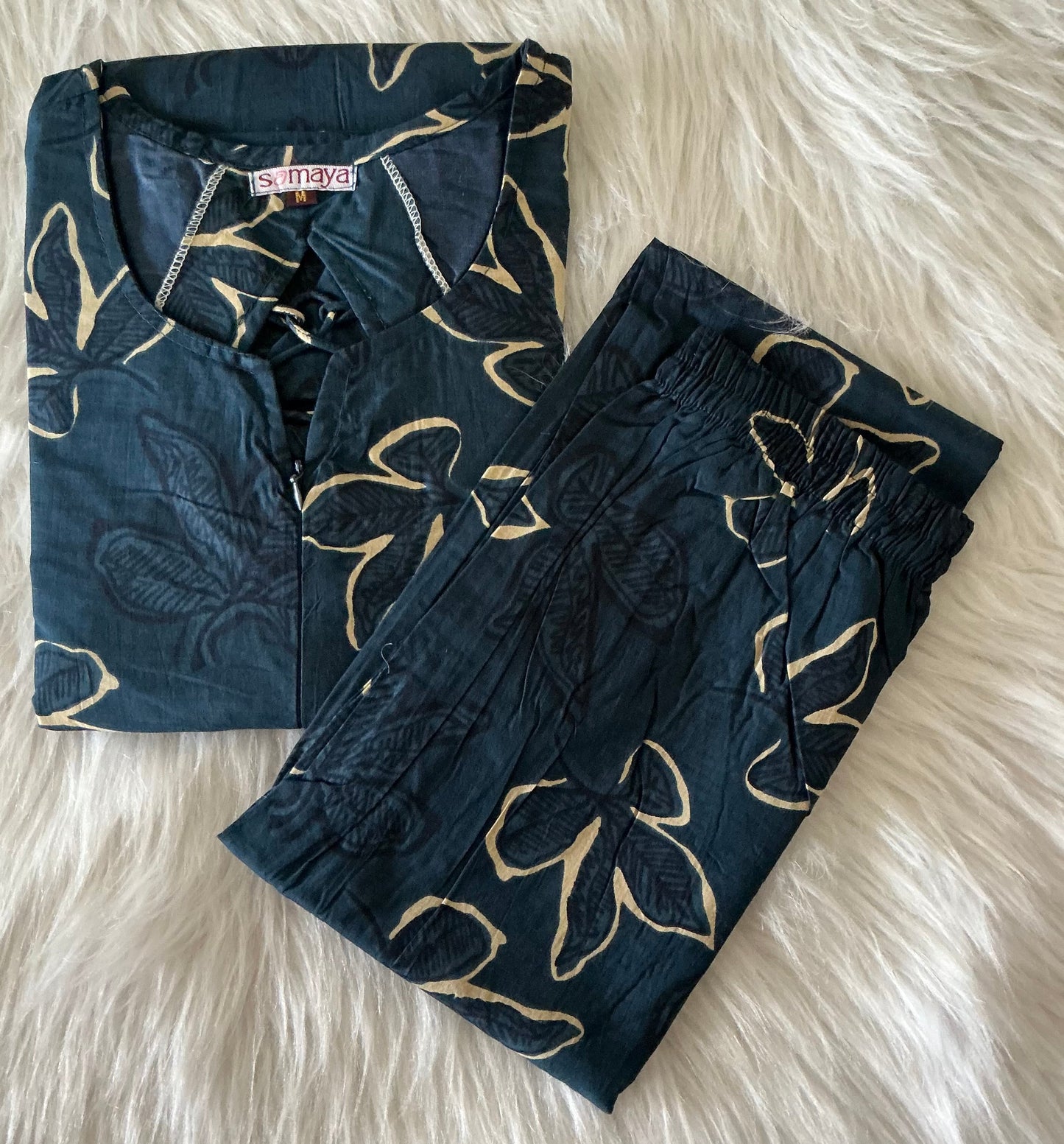 Nila -Peacock Cotton 2 piece Set with lining