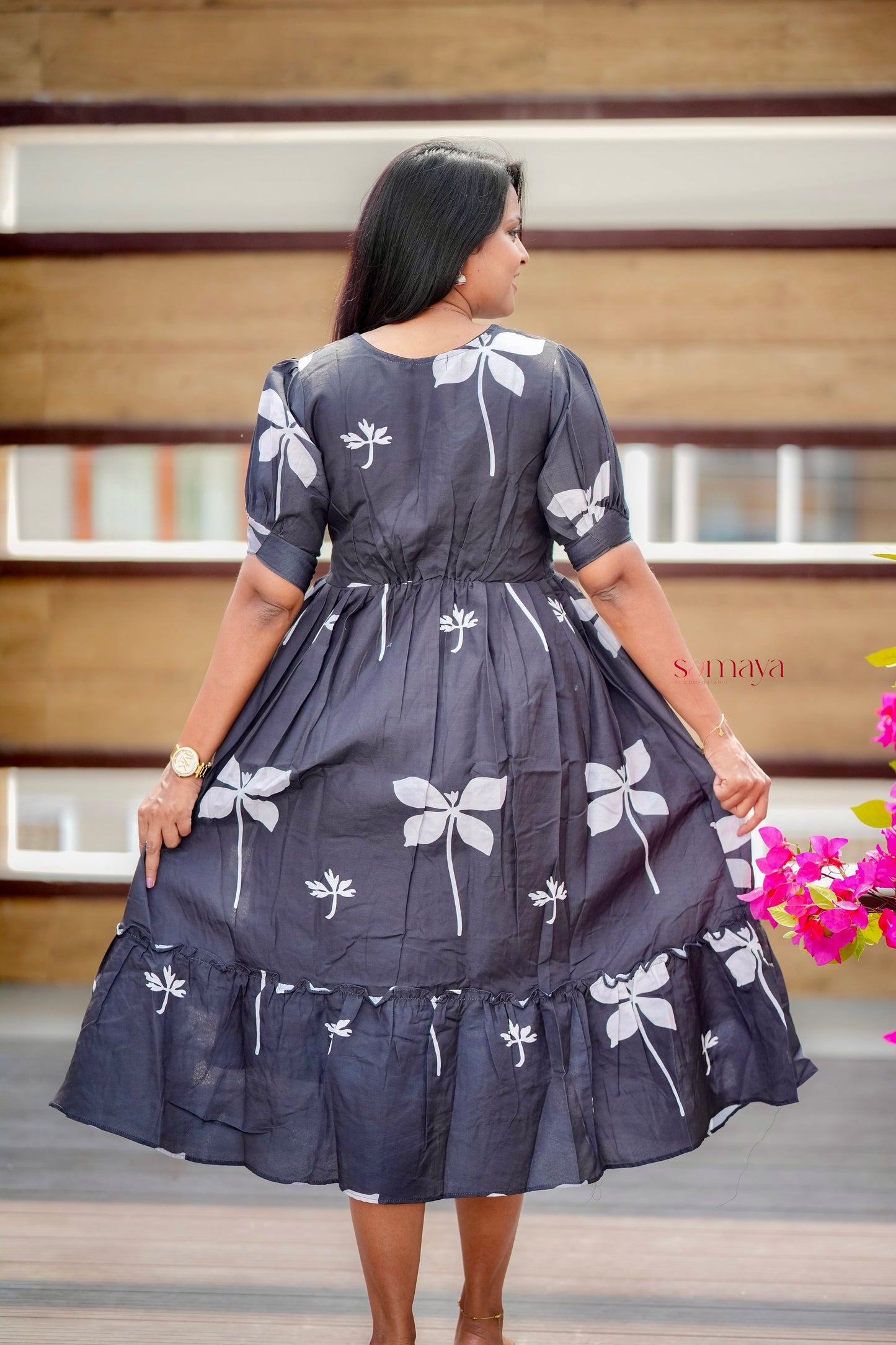 Flora Black Dress With Lining( SPECIAL SALE PRICE )