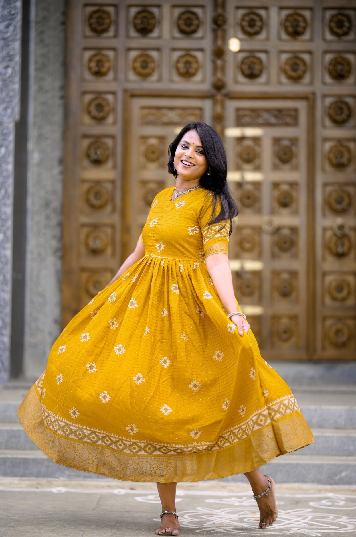 Keerthi festive maxi  Dress with Lining ( ready to dispatch)
