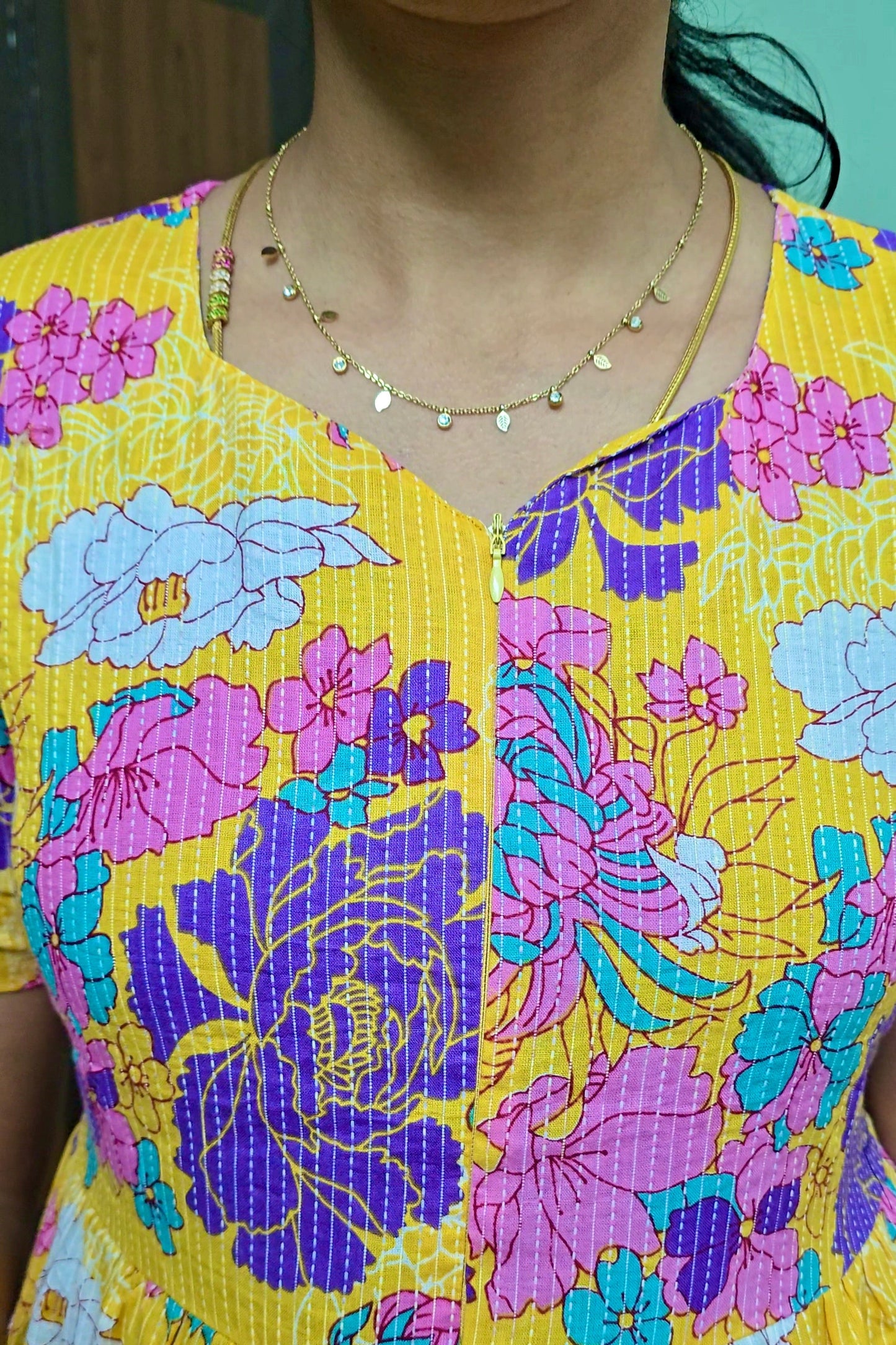 Yellow day to night dress without lining