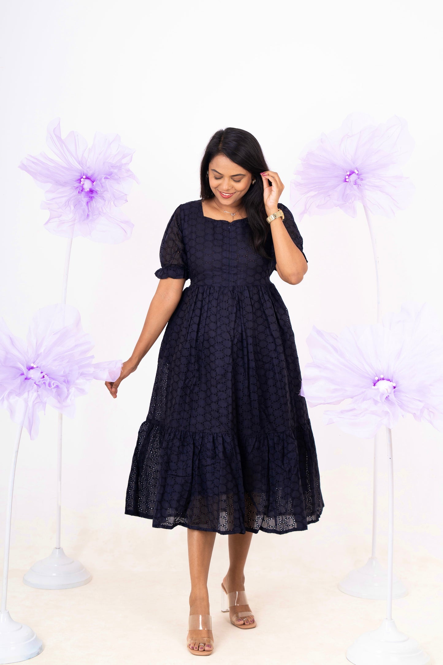 Black hakoba Dress With Lining