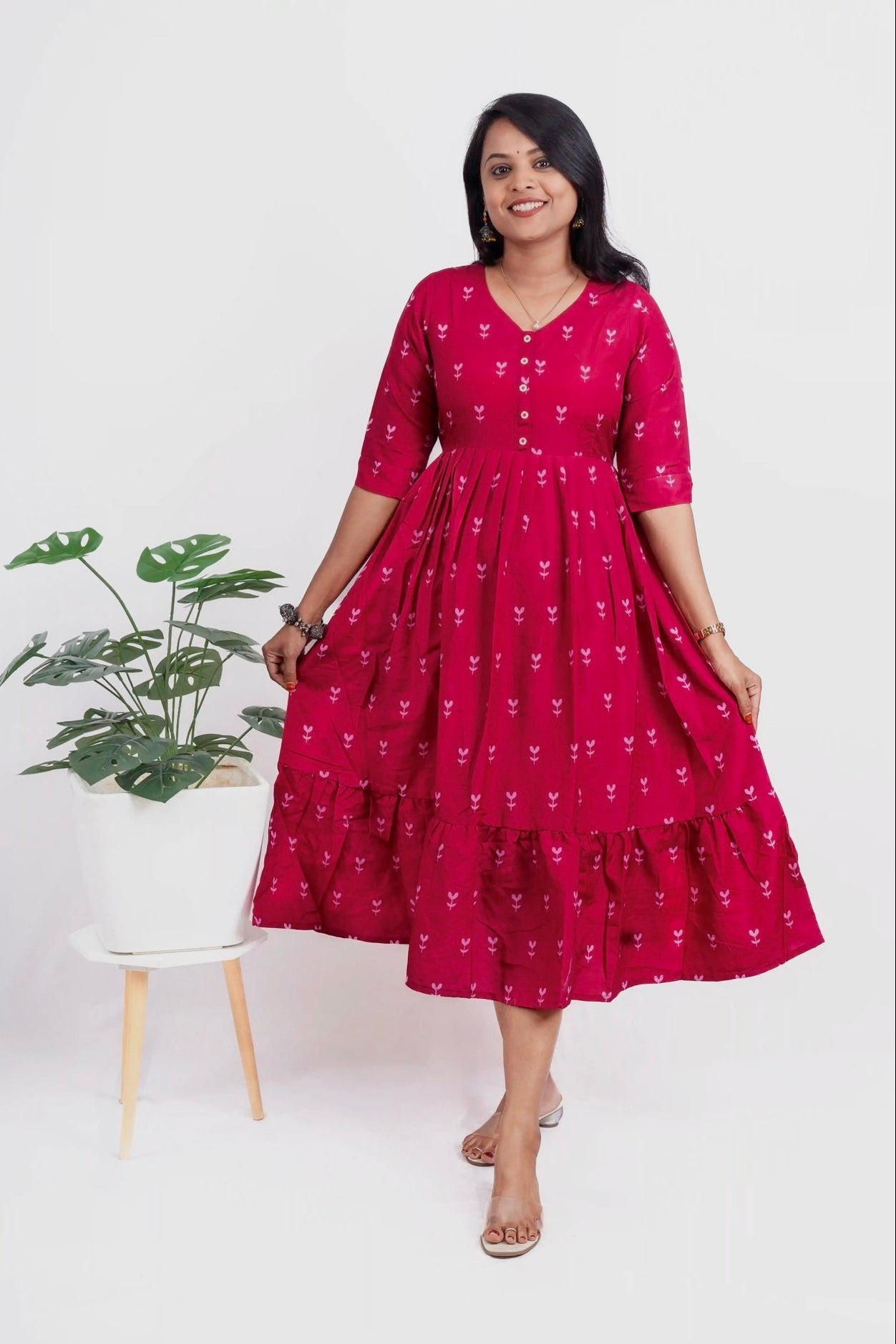 Pink Day to Night Dress Without Lining