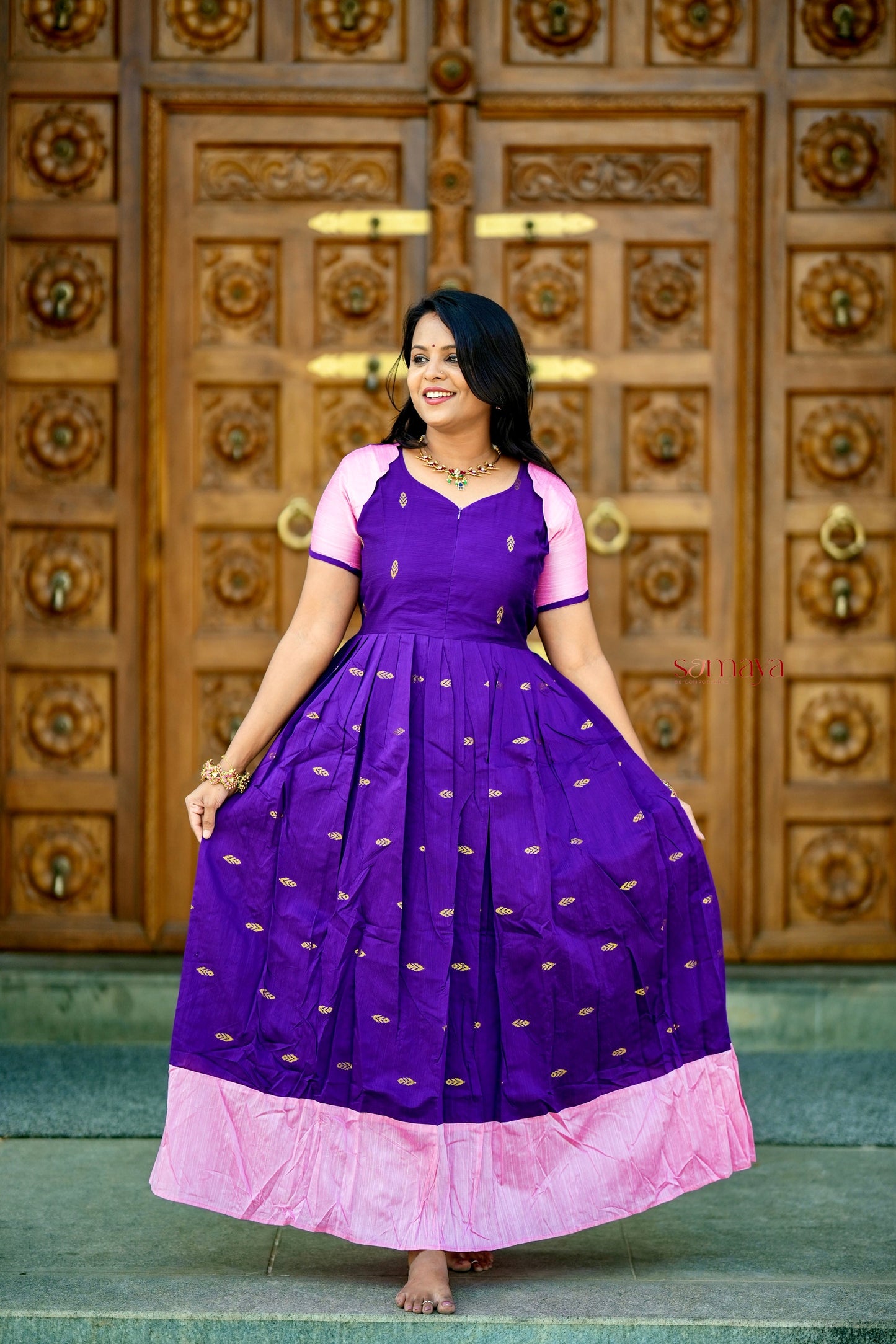 Soundarya raw silk maxi Dress With Lining ( ready to dispatch)