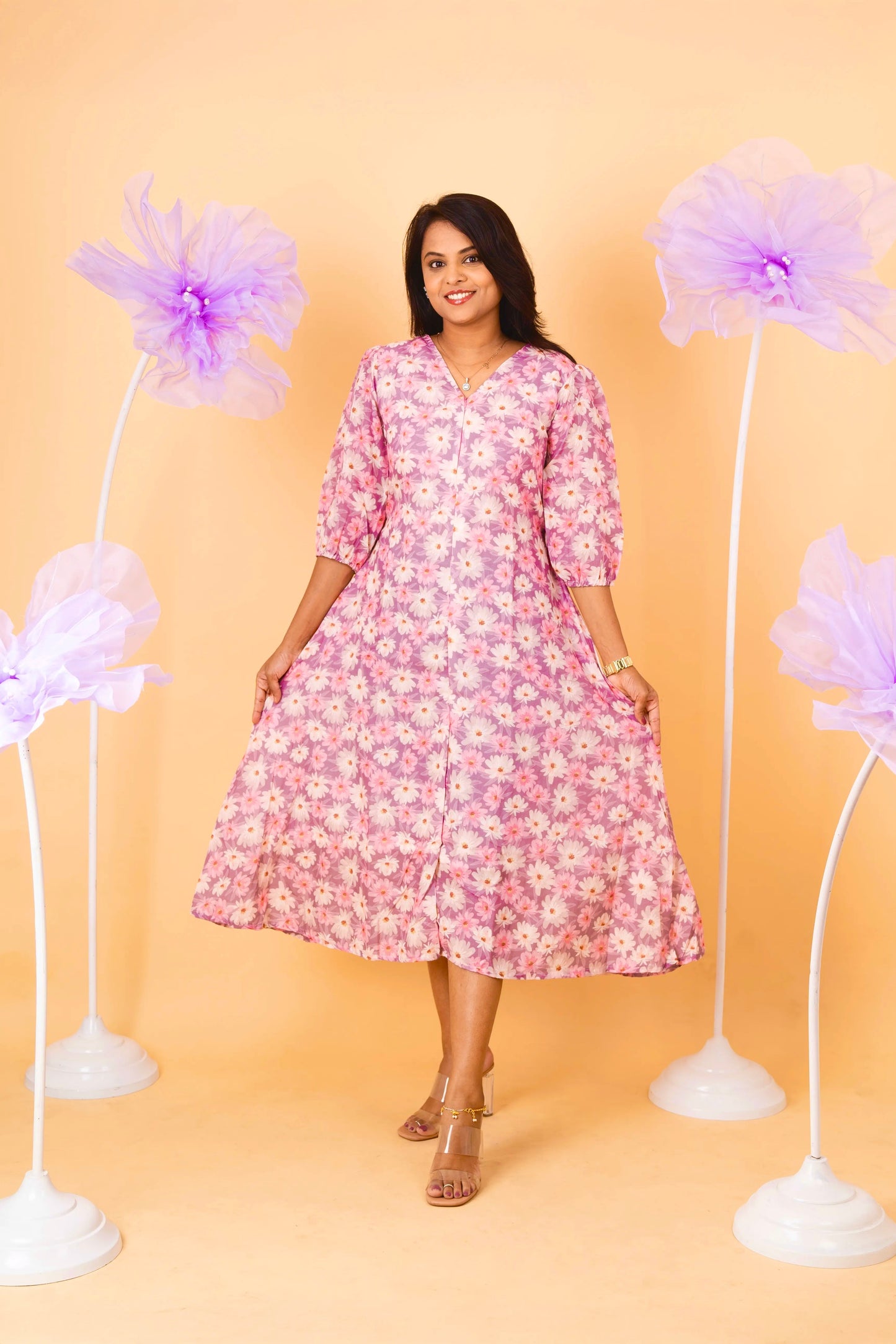 Megha casual  Dress With Lining ( No-Iron Everyday Dress)