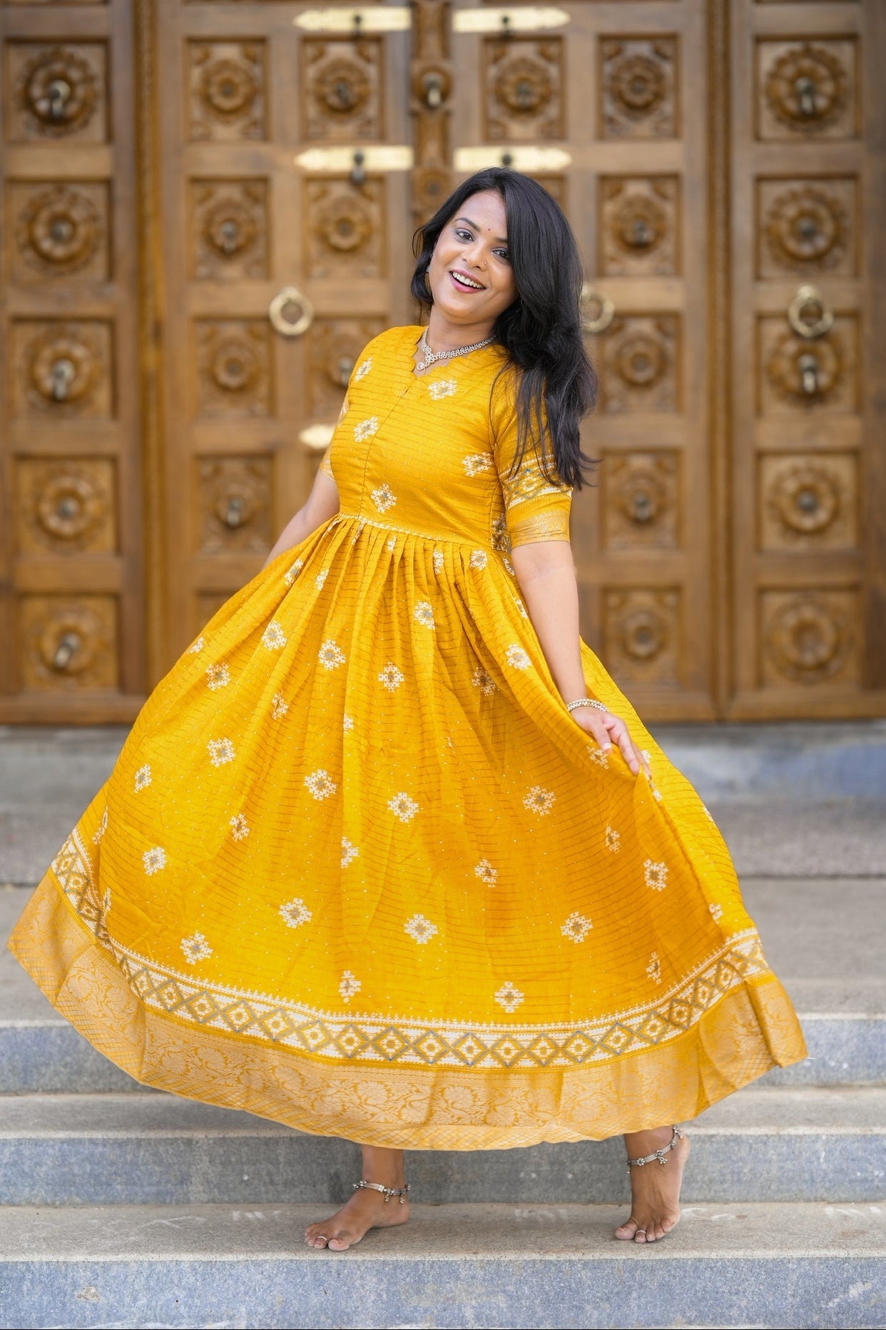 Keerthi festive maxi  Dress with Lining ( ready to dispatch)