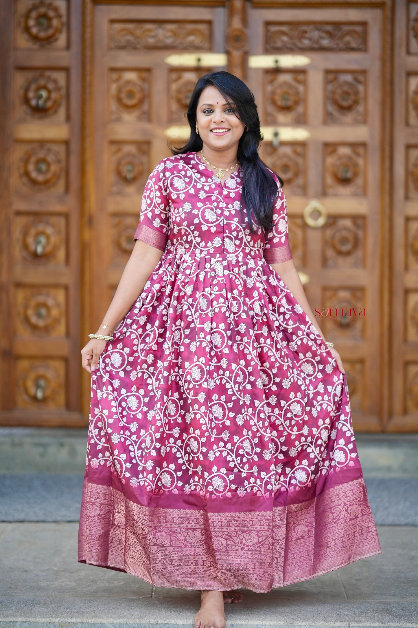 Yaazhini soft silk Dress with Lining ( ready to dispatch)