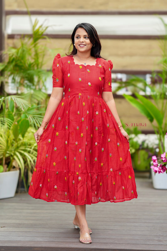Anne chanderi Casual Dress With Lining