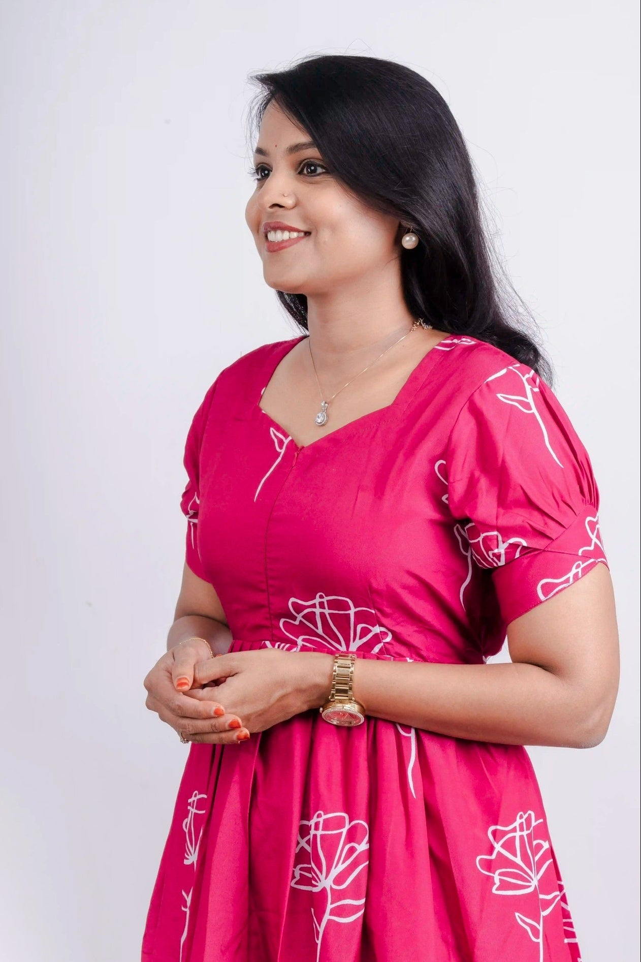 Pink Casual Dress With Lining ( No-Iron Everyday Dress)