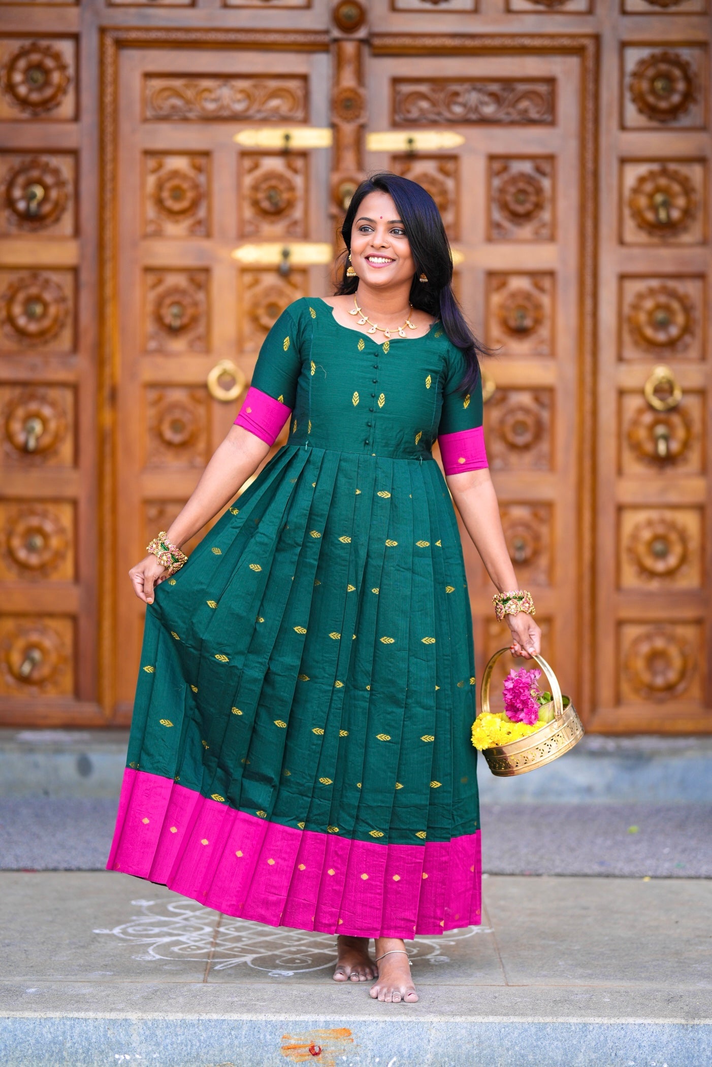 Madurai Meenakshi  maxi Dress With Lining( ready to dispatch)