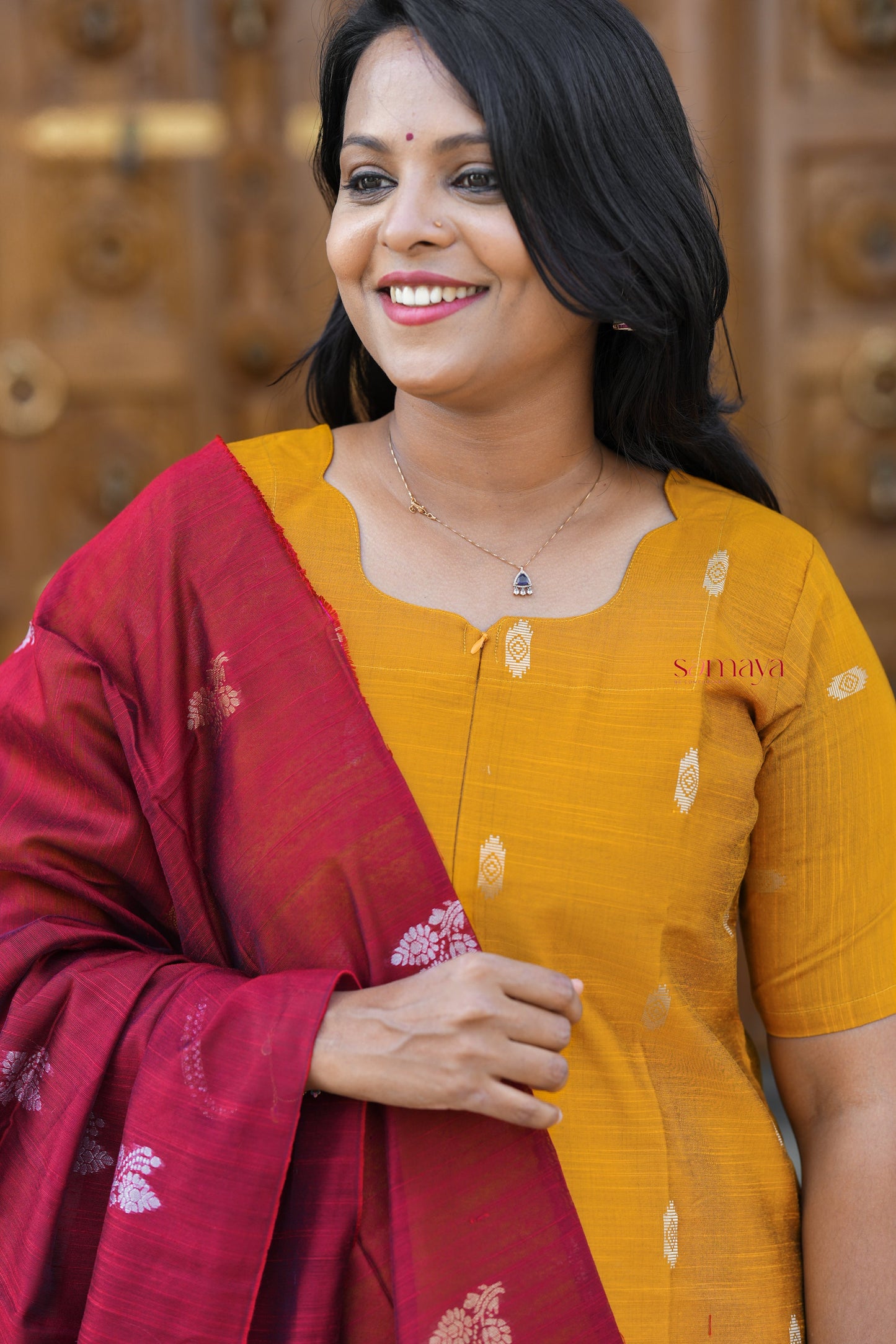 Senthoora  raw silk suit set with dupptta ( ready to dispatch ) set of 3