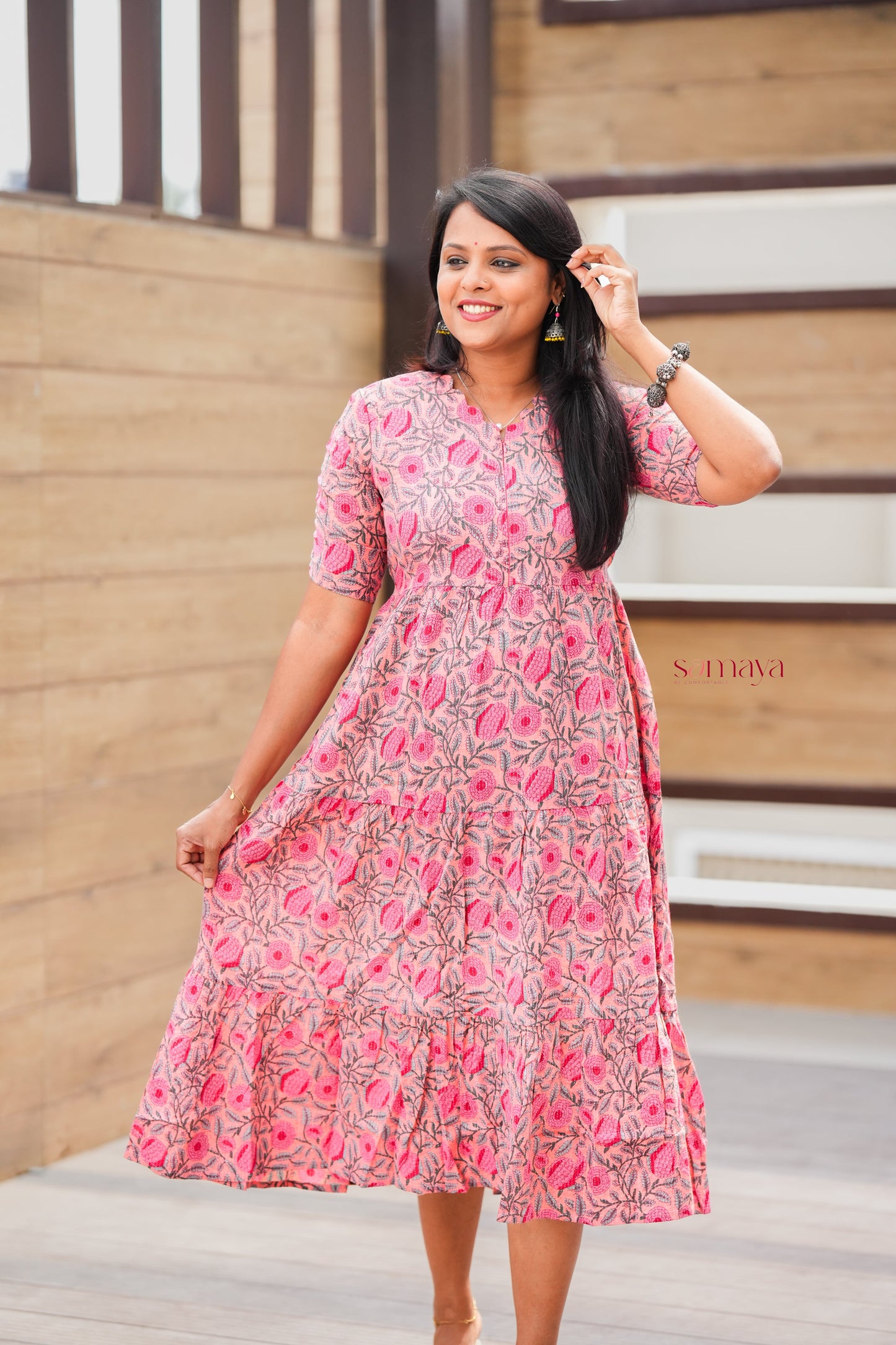 Peach day to night dress without lining