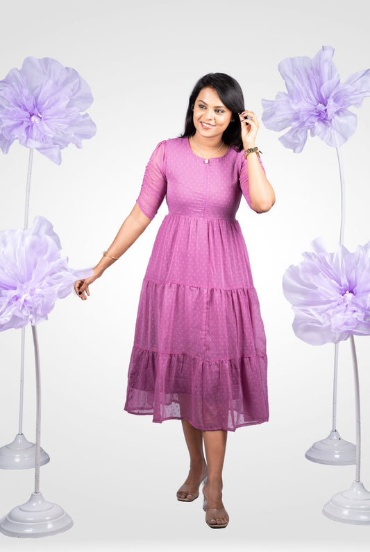 Lilac georgette casual  Dress ( No-Iron Everyday Dress)