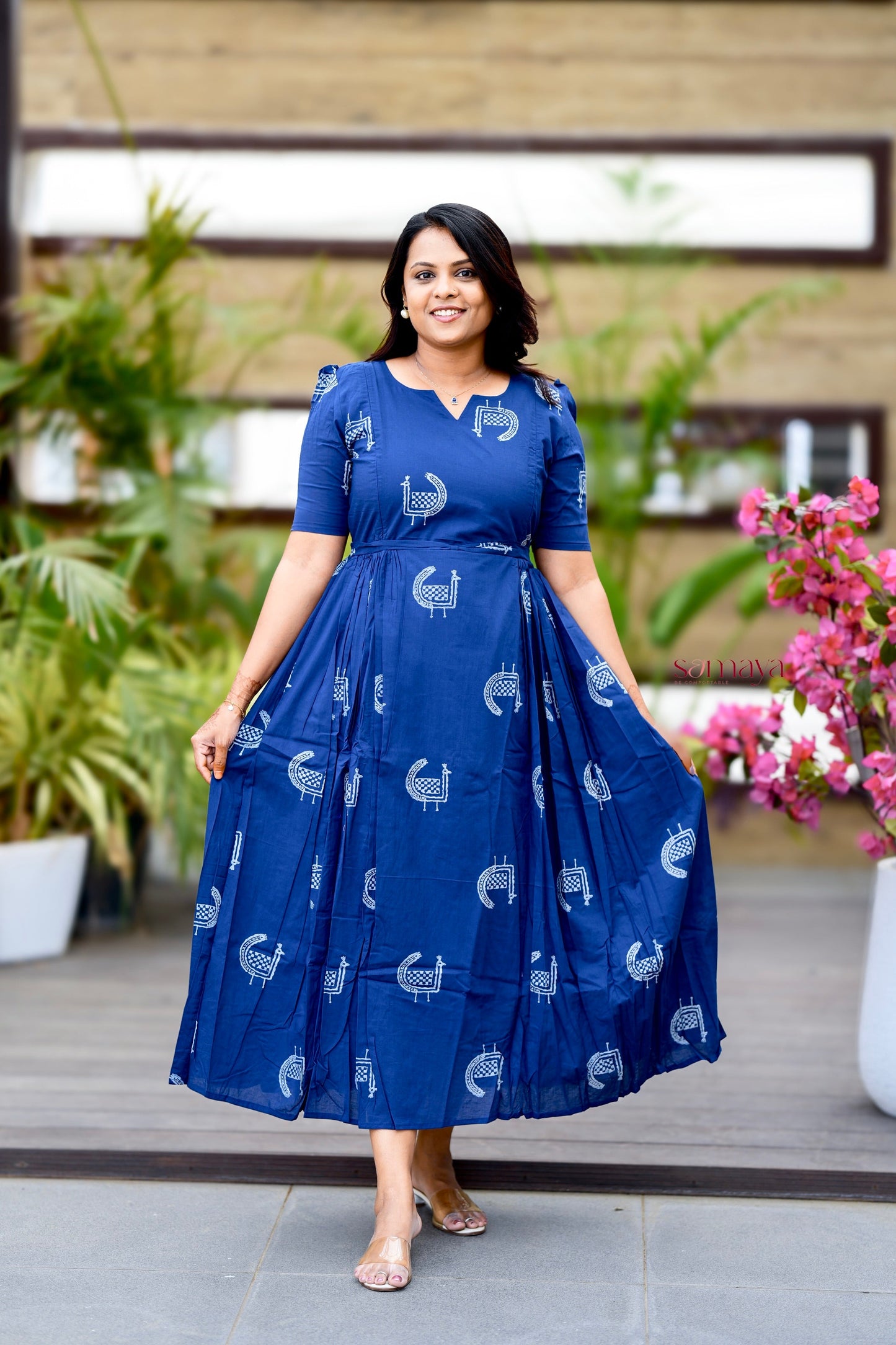 Peacock  Casual Dress With Lining