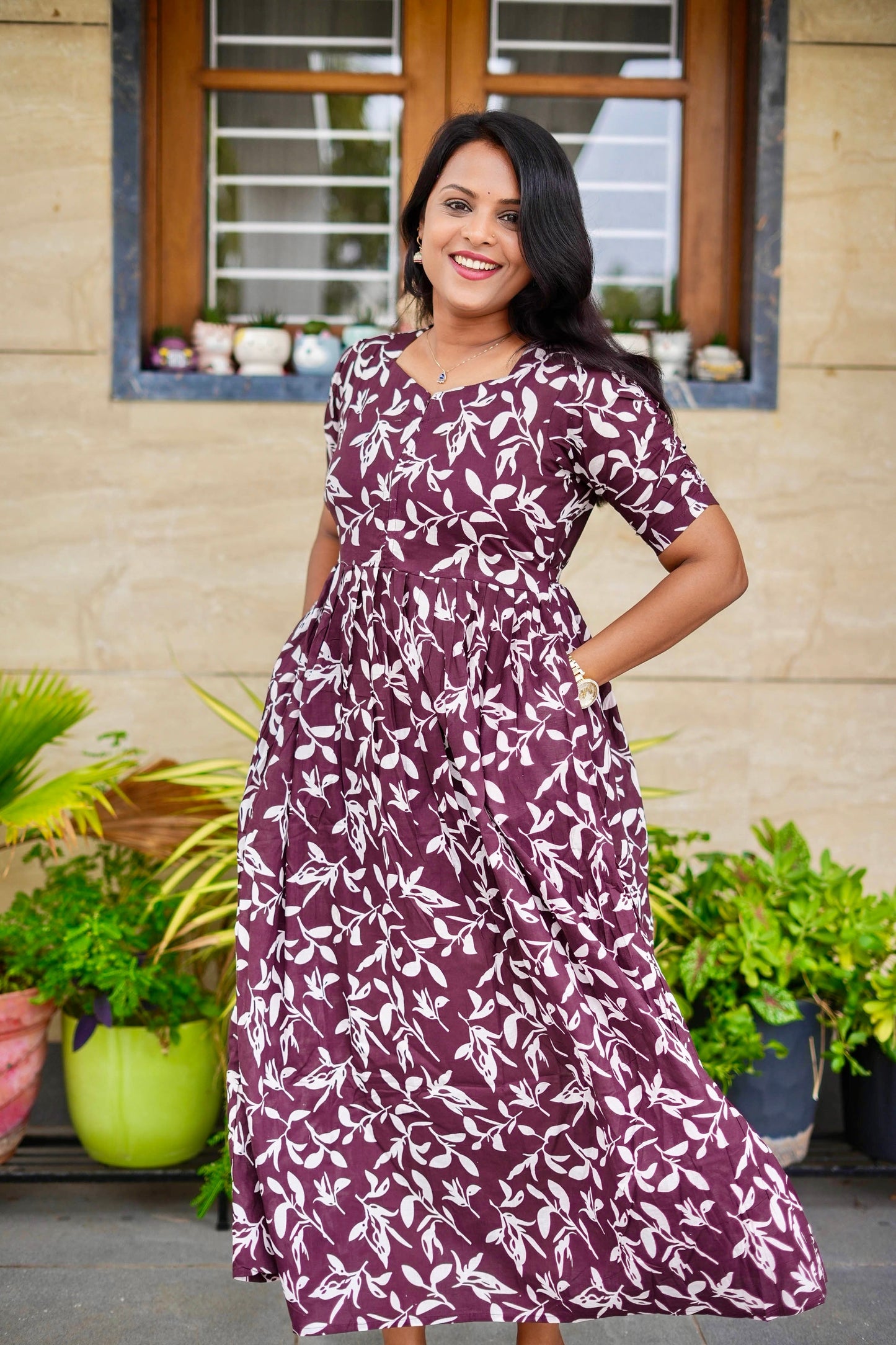Mayil -Brown day to night dress without lining
