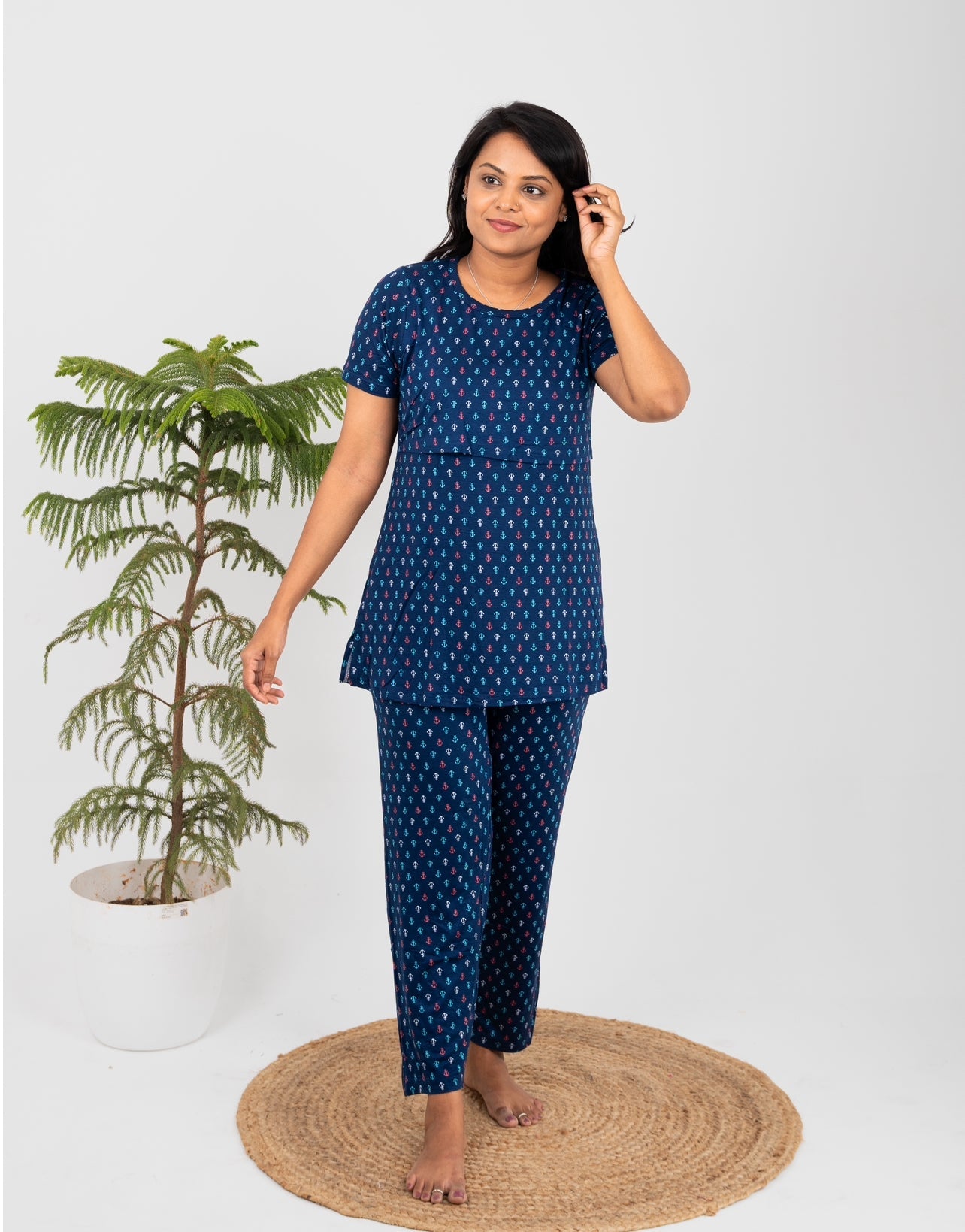 Navy Feeding Pant Set ( lightweight )