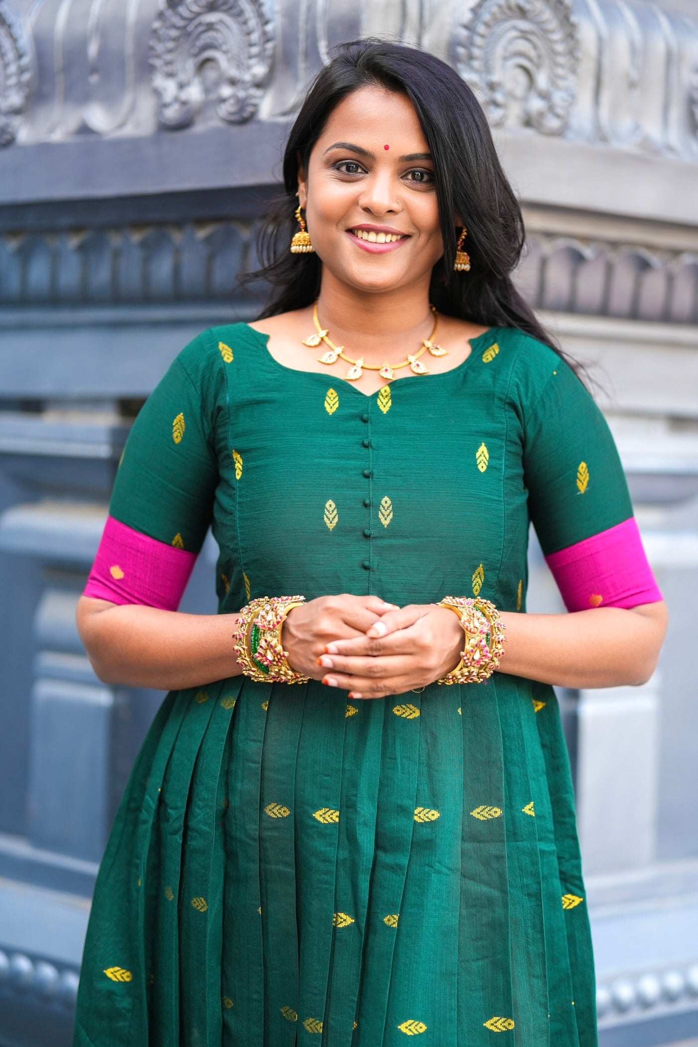 Madurai Meenakshi  maxi Dress With Lining( ready to dispatch)