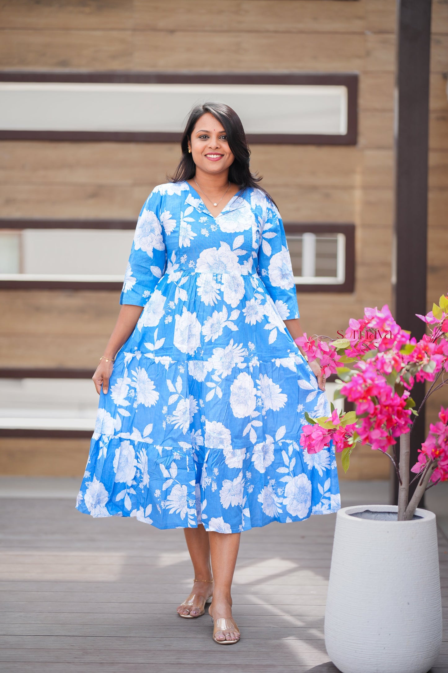Sky white day to night dress without lining