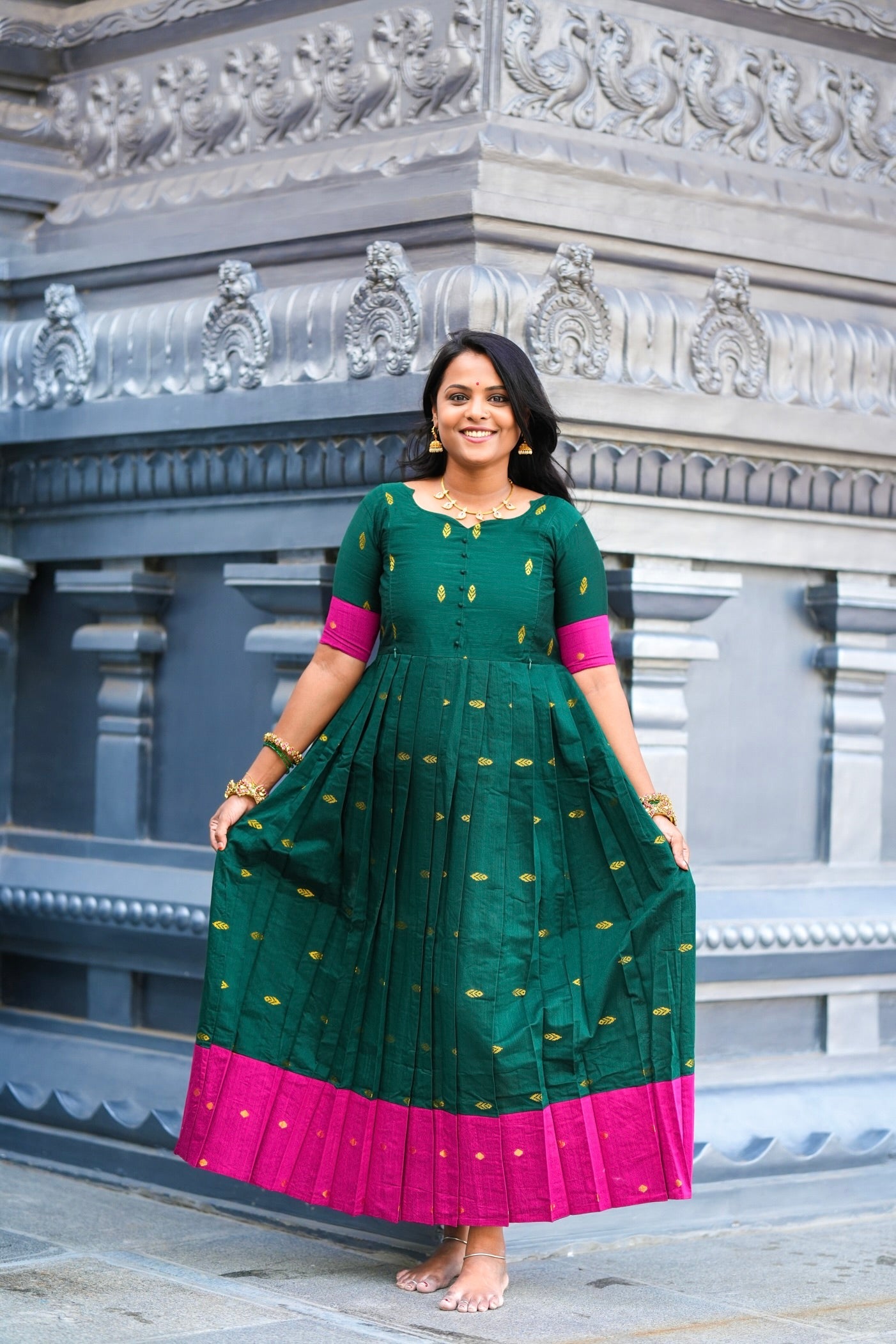 Madurai Meenakshi  maxi Dress With Lining( ready to dispatch)