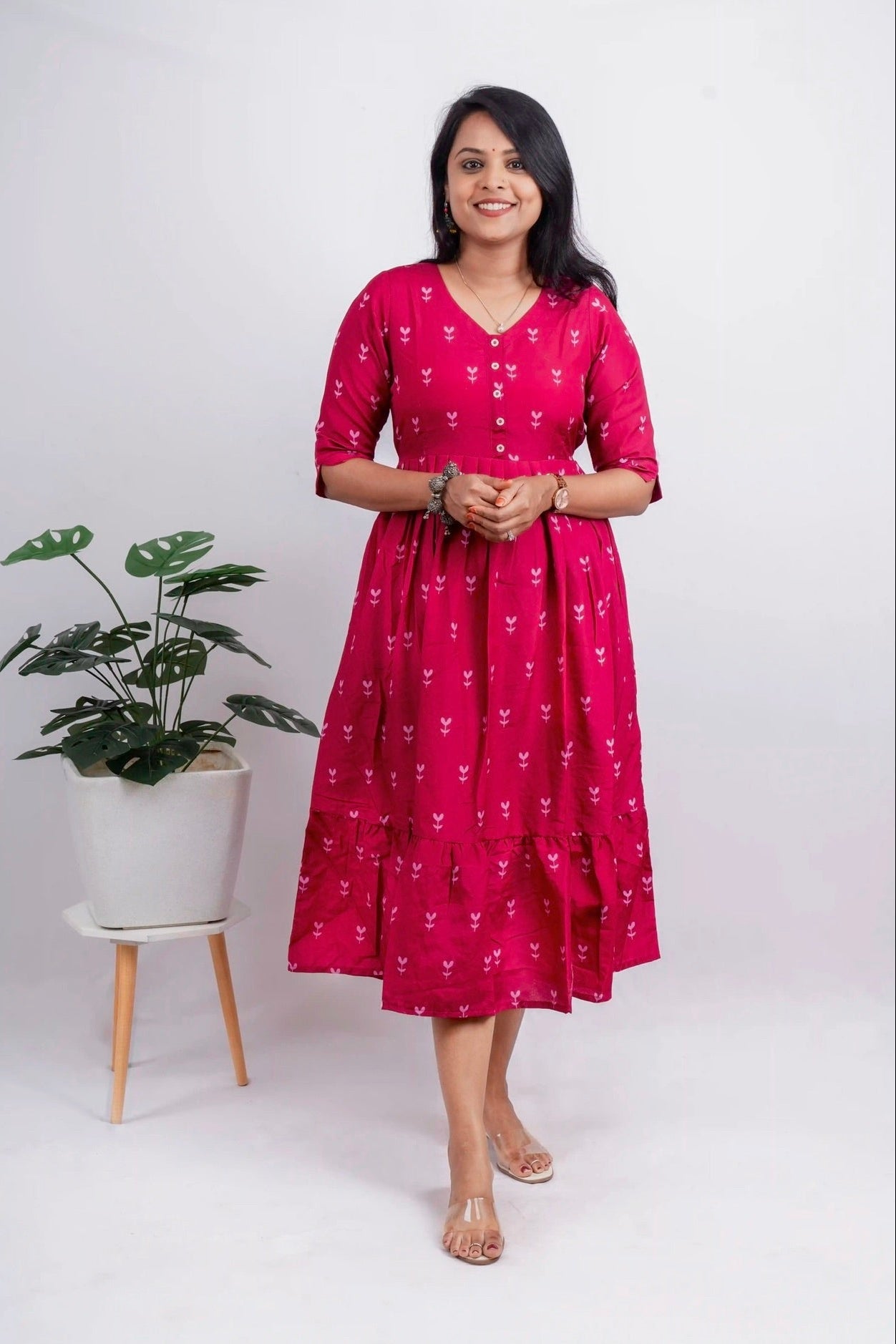 Pink Day to Night Dress Without Lining