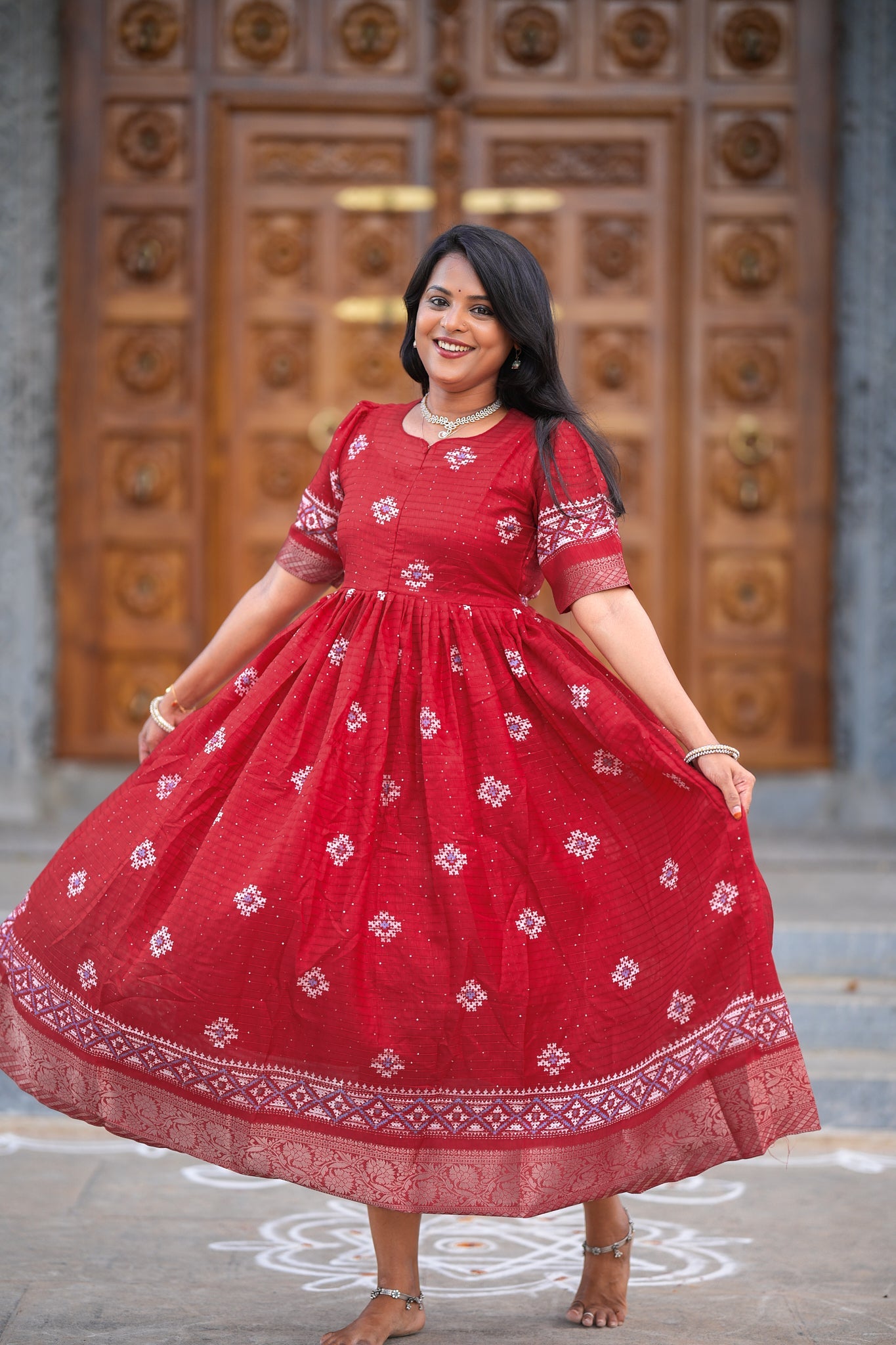 Renuga festive Maxi Dress with Lining ( ready to dispatch)