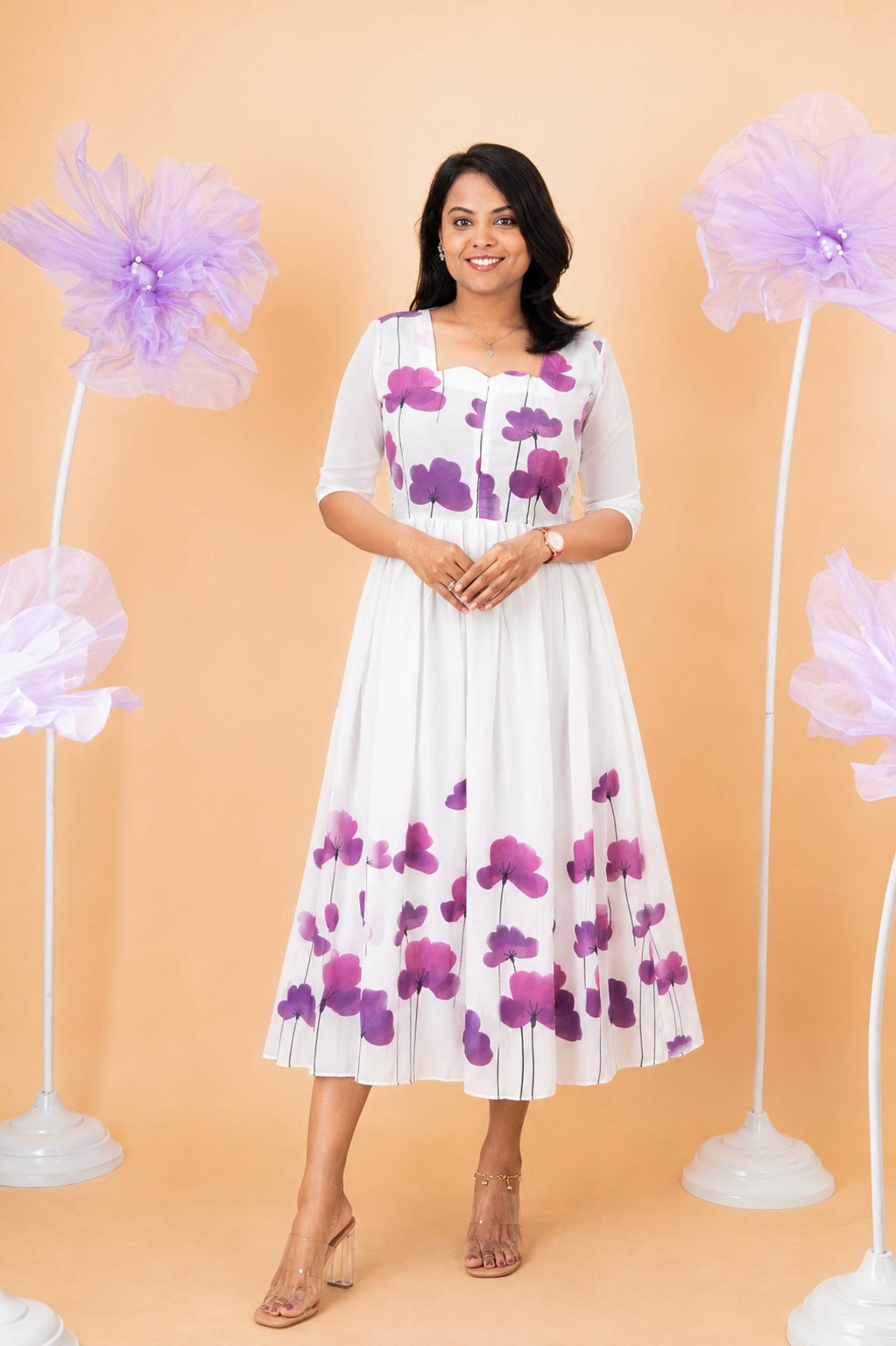 Aura georgette casual  Dress With Lining ( No-Iron Everyday Dress)