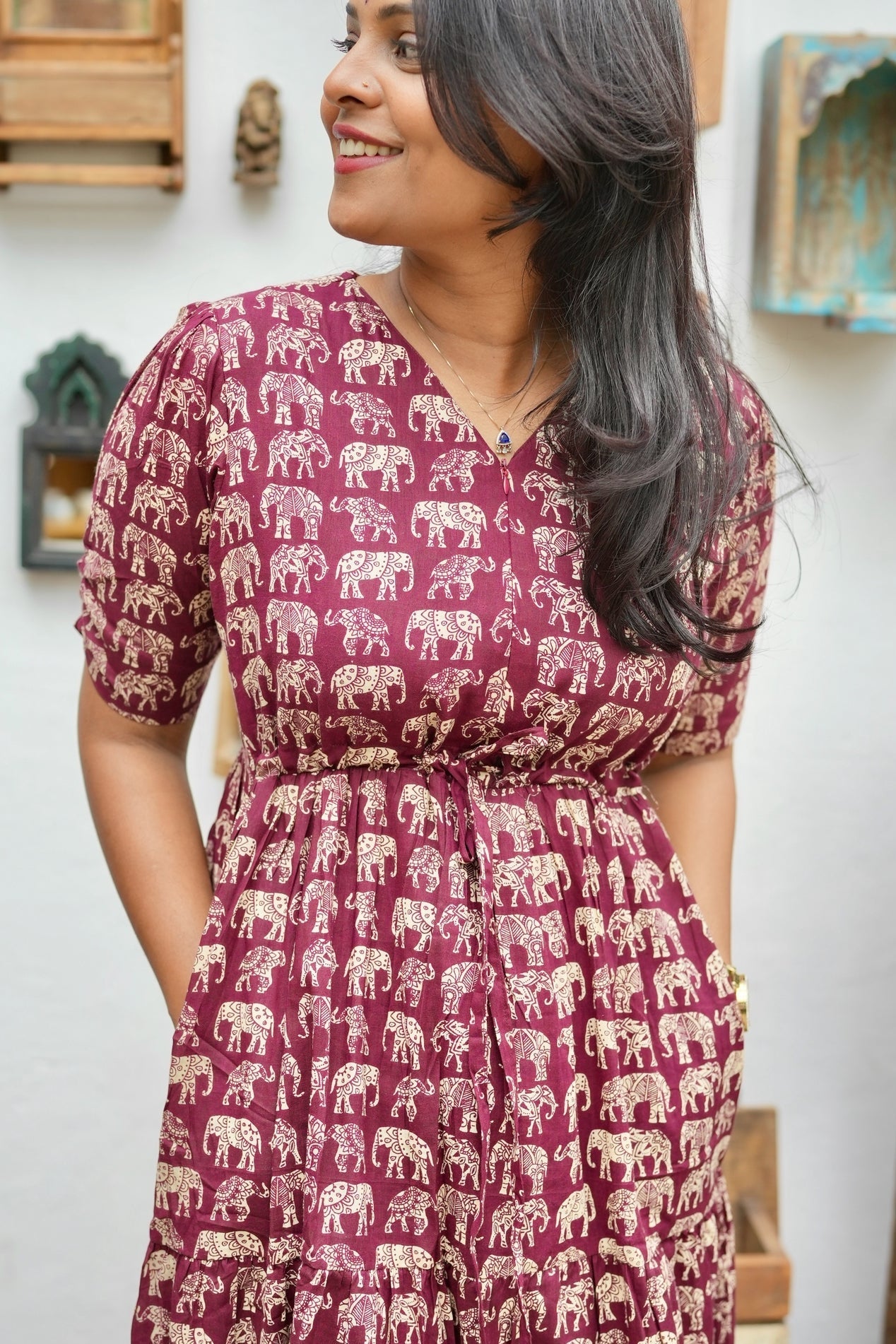 Elephant Casual Dress With Lining