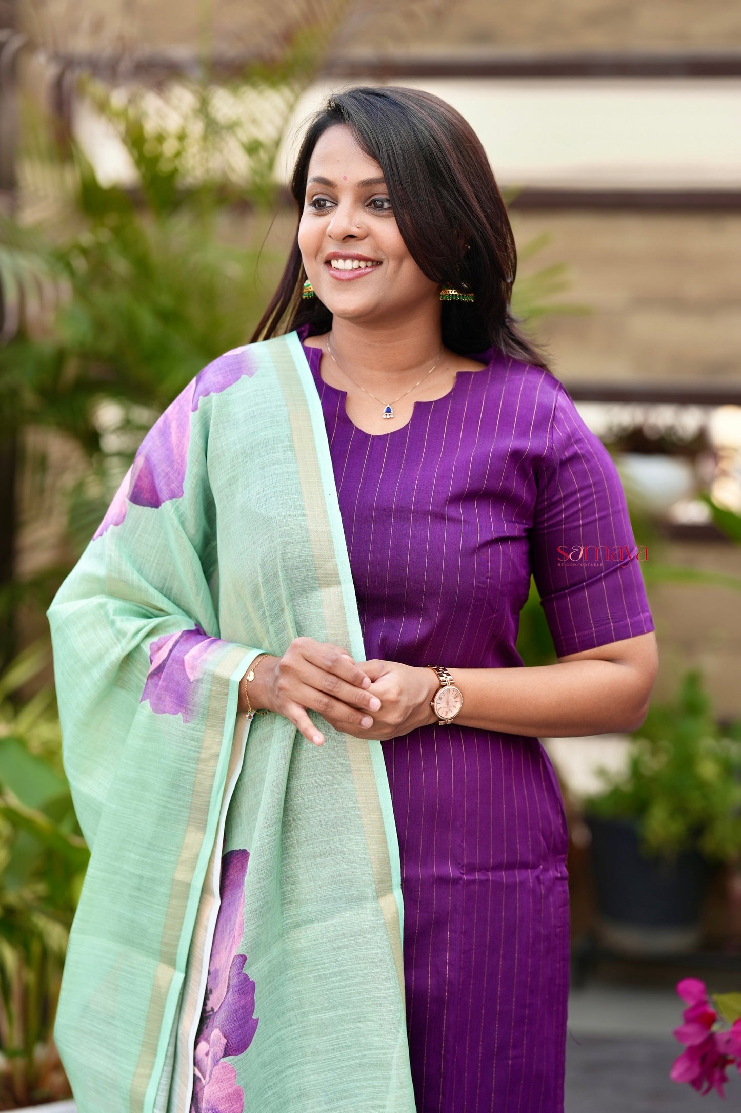 Rohini  raw silk suit set of 3 with linen gold border   ( ready to dispatch )