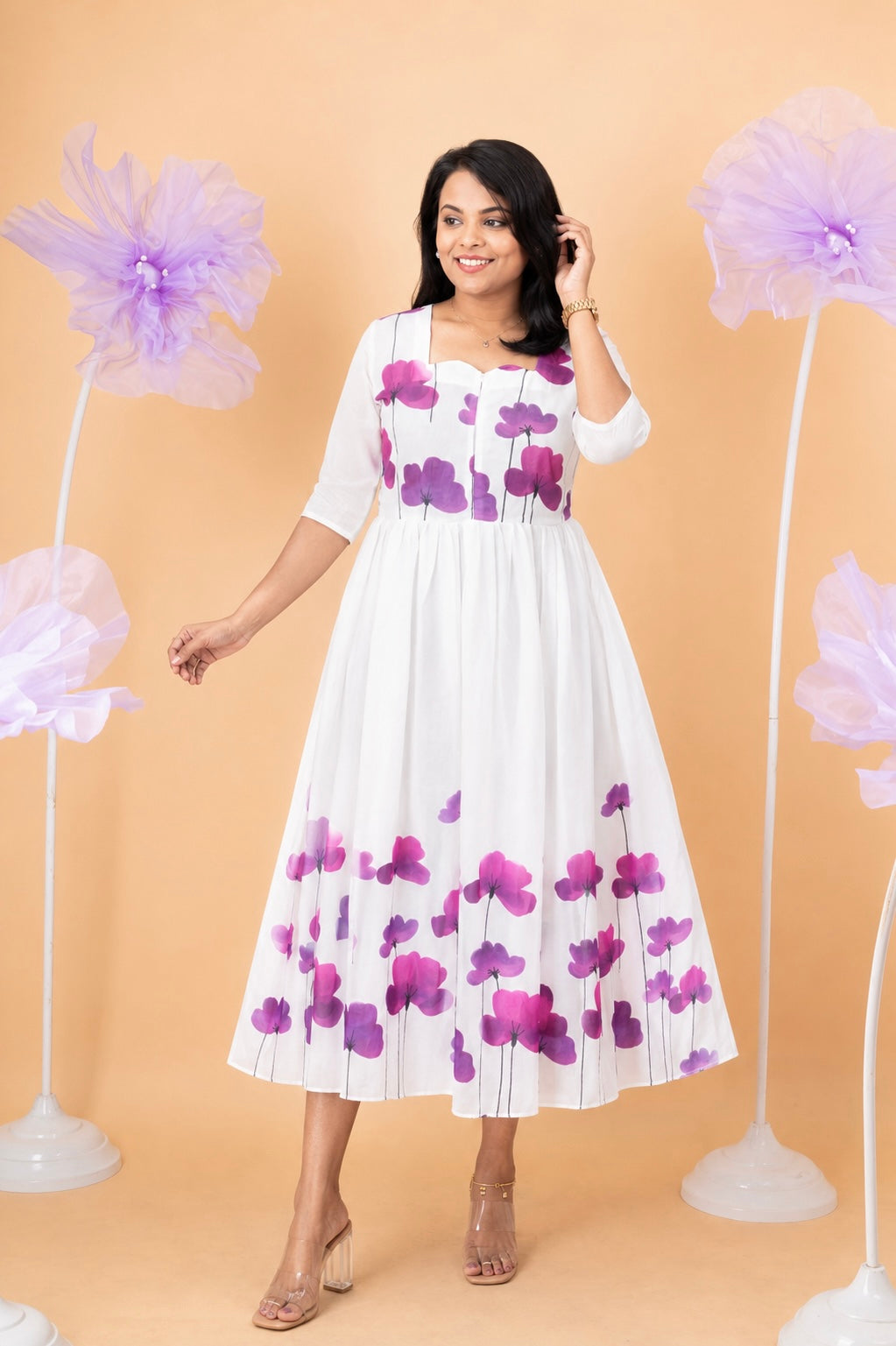 Aura georgette casual  Dress With Lining ( No-Iron Everyday Dress)