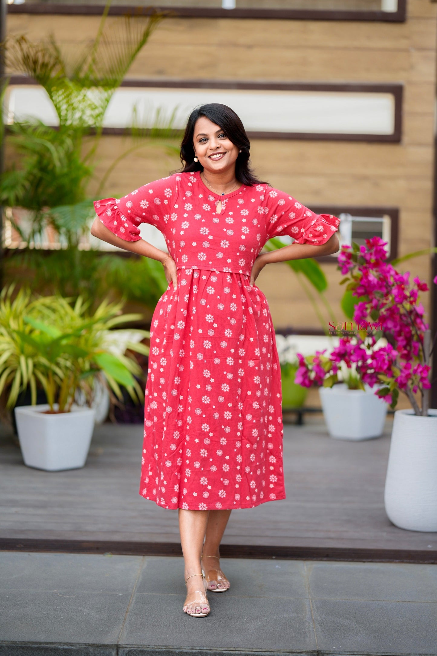 Midi kollam Waffle Dress