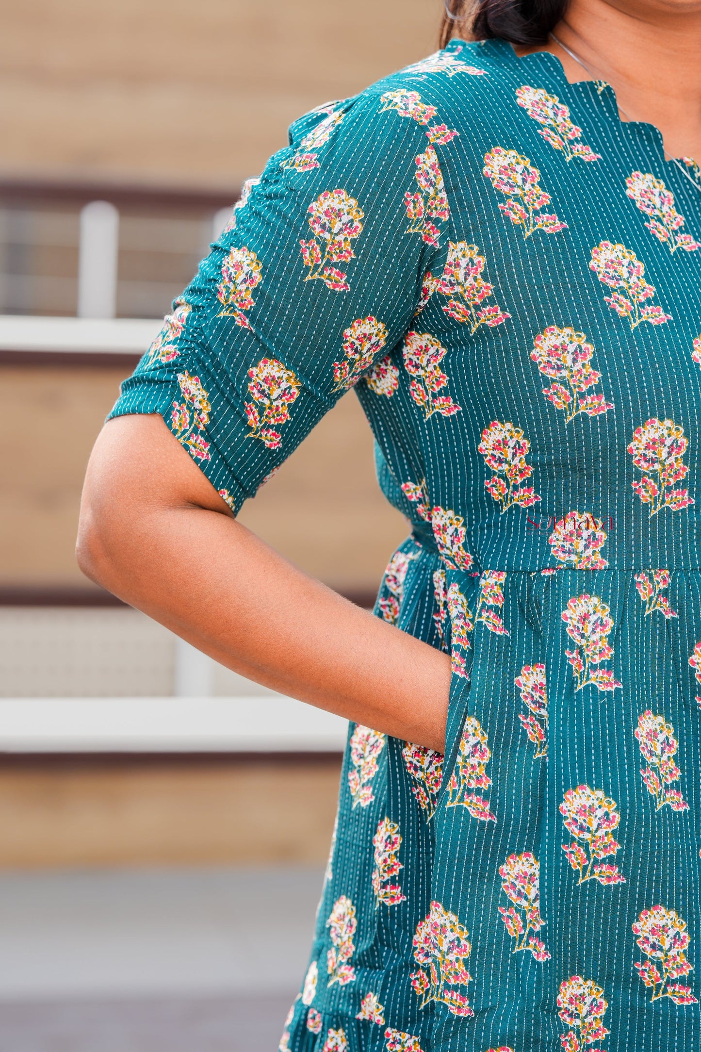 Dark Green day to night dress without lining