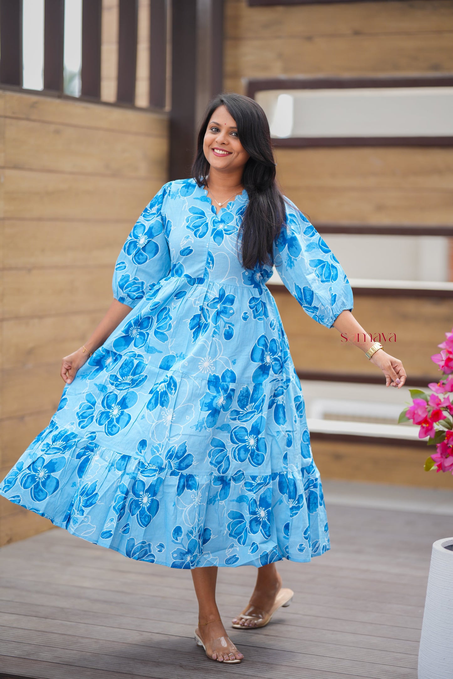 Blue day to night dress without lining