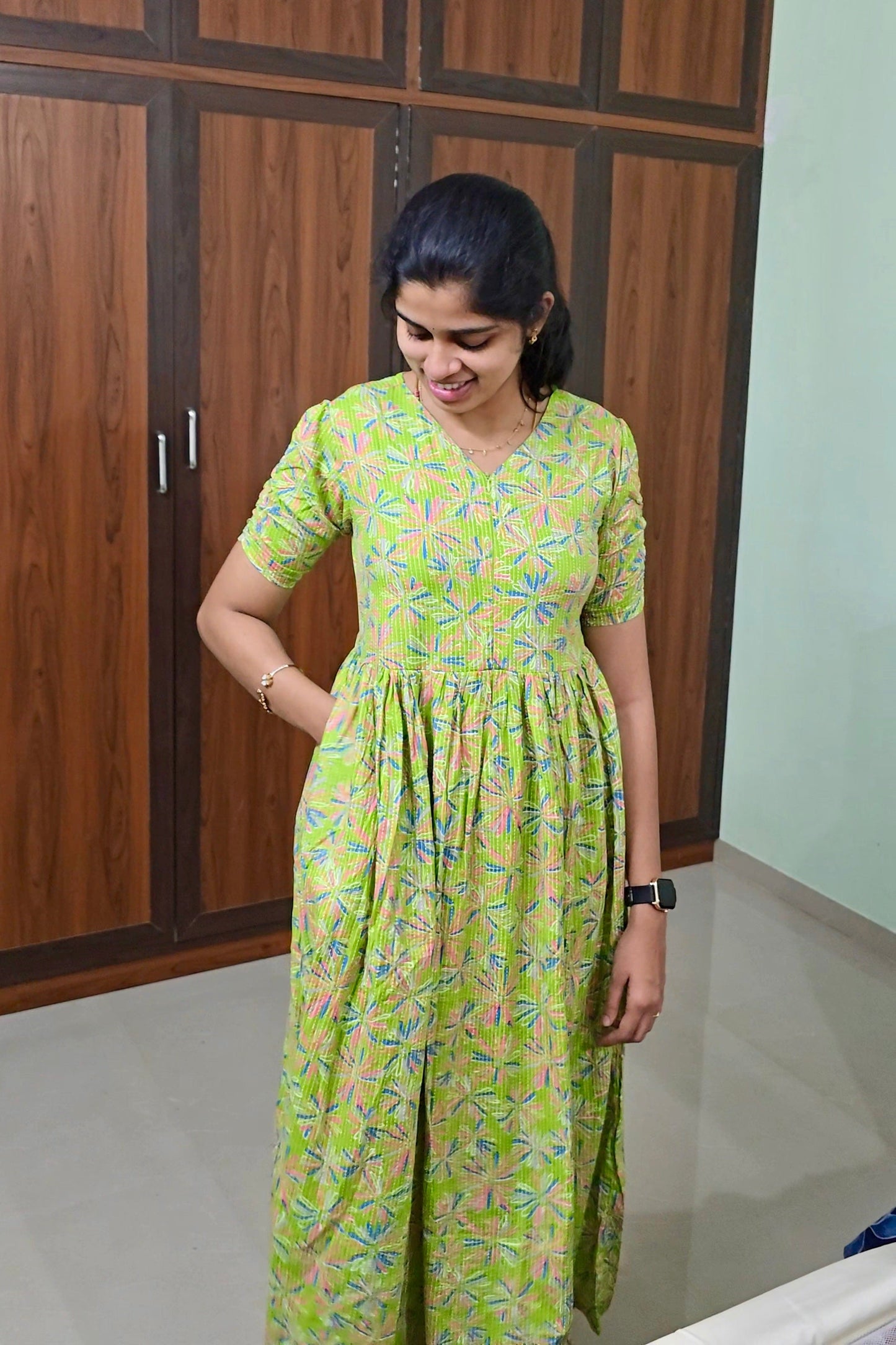 Green day to night dress without lining